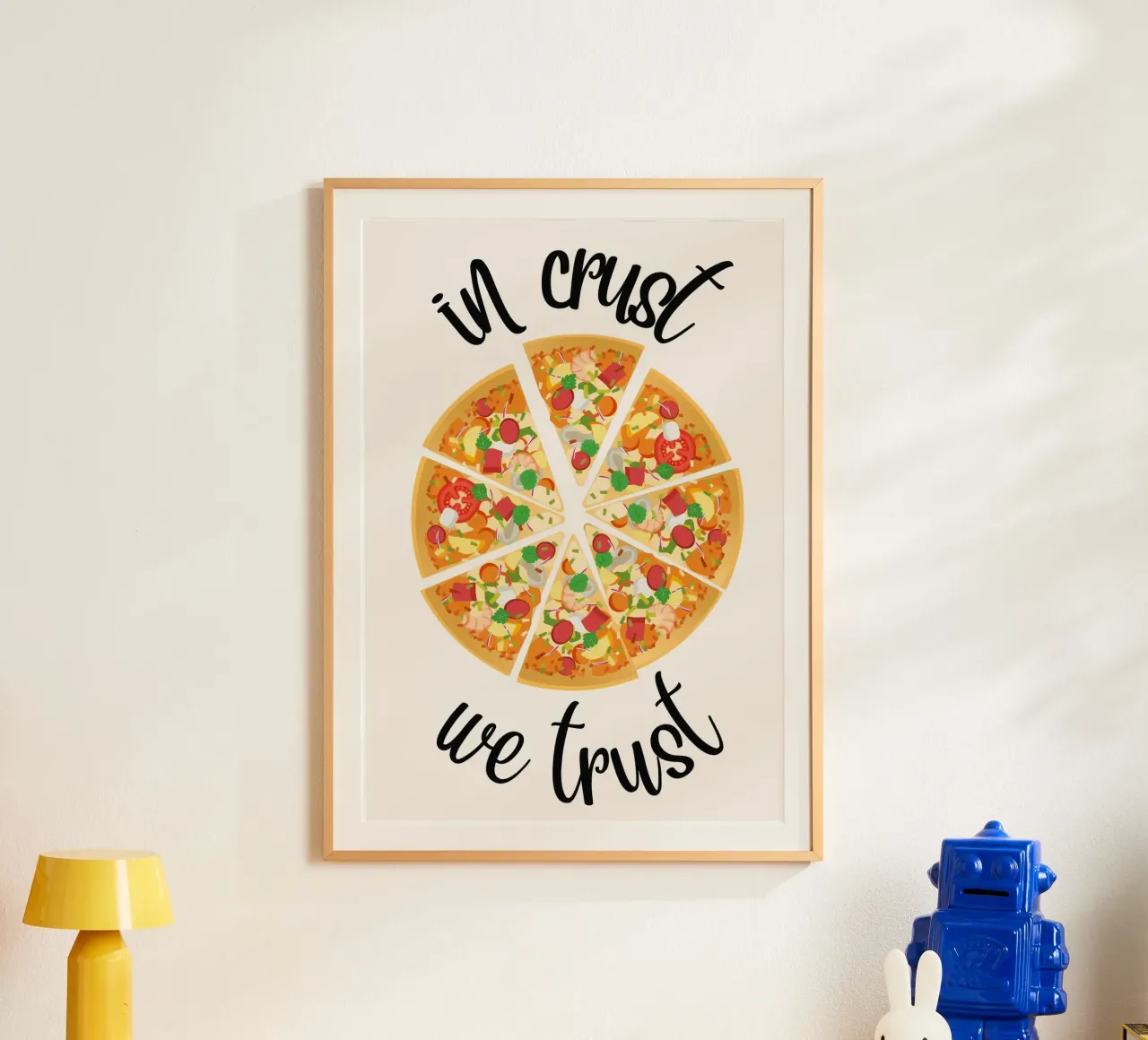 Poster per amanti della pizza "In Crust We Trust" - Arte da parete in cucina Pr poster con telaio in alluminio da NorwesClub