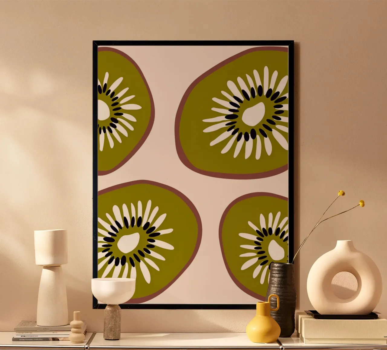Abstract Kiwi Slices Pattern Poster - Modern Botanical Wall poster by NorwesClub