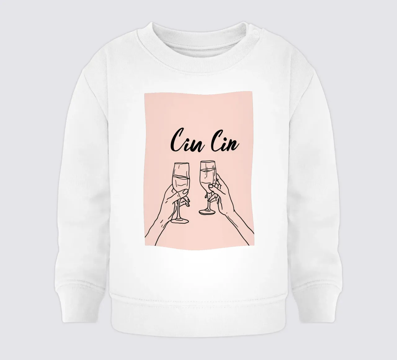 Poster per brindisi minimalista "Cin Cin" - Cheers Champagne Art Pri felpa neonato da NorwesClub