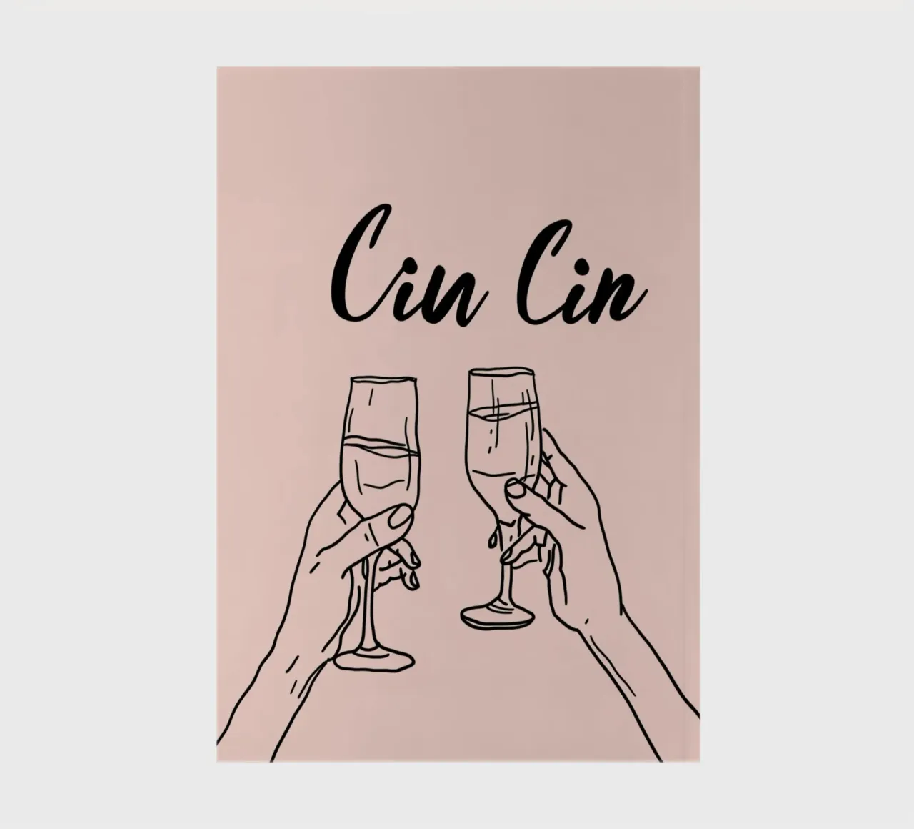 "Cin Cin" Minimalist Toast Poster - Cheers Champagne Art Pri notebook by NorwesClub