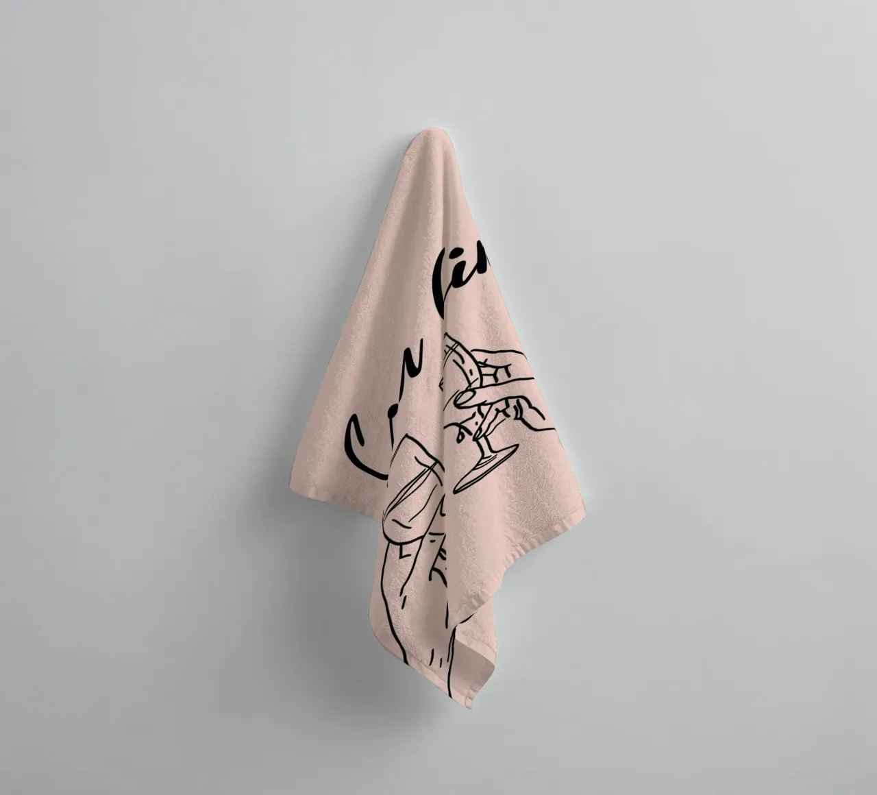 "Cin Cin" Minimalist Toast Poster - Cheers Champagne Art Pri towel by NorwesClub