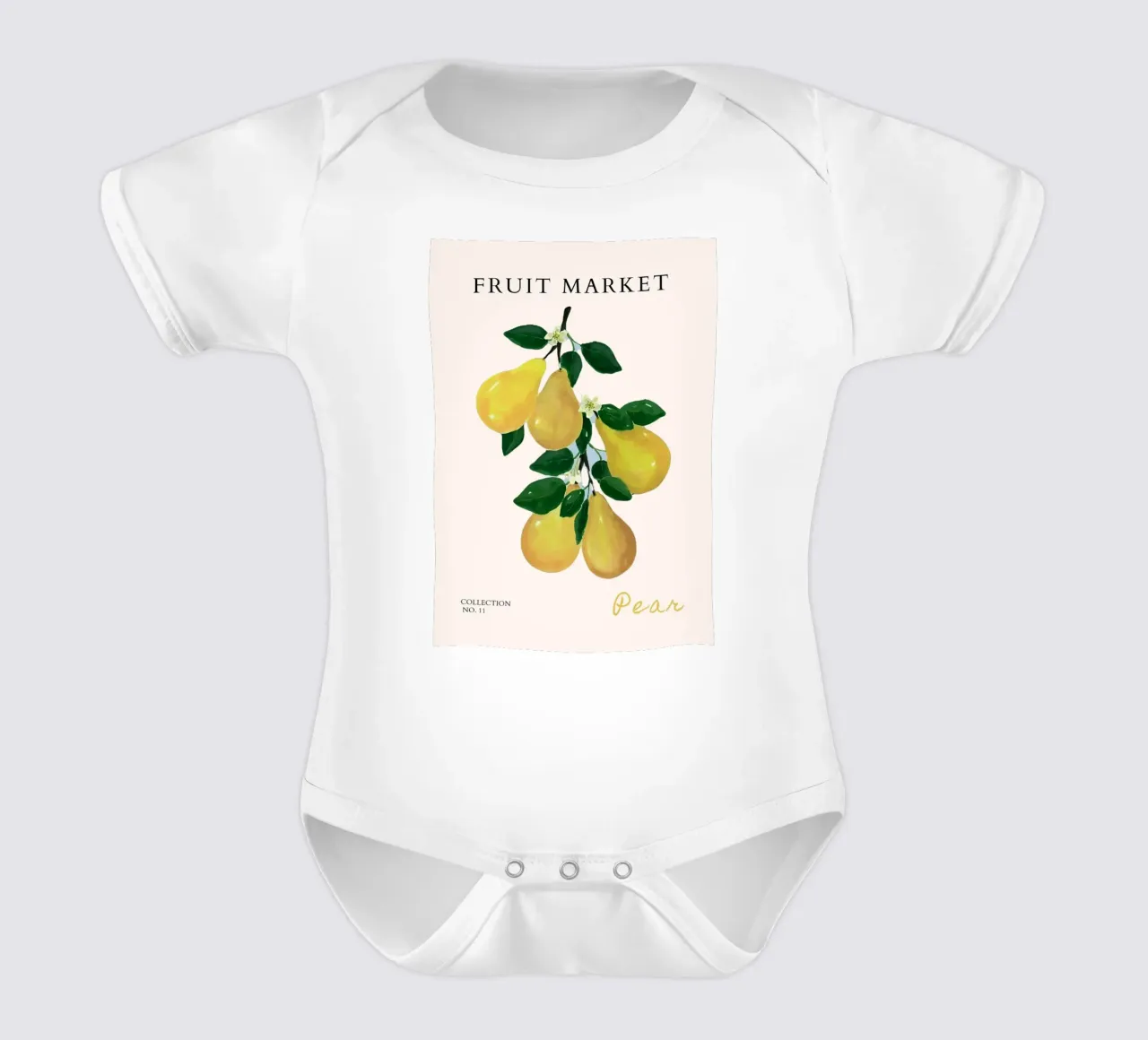 Poster del mercato della frutta con le pere - Acquerello botanico - Kitche body neonato maniche corte da NorwesClub