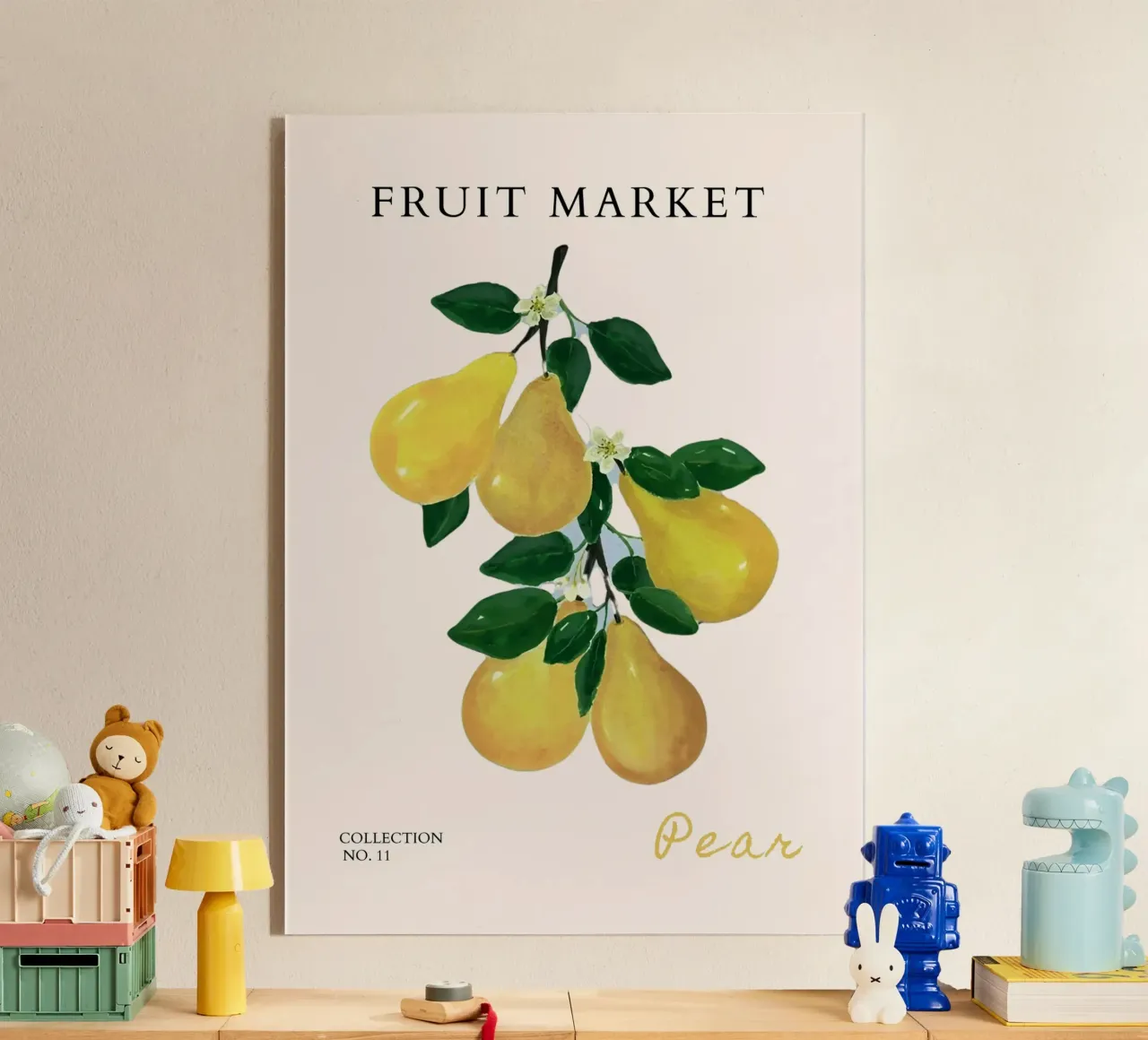 Poster del mercato della frutta con le pere - Acquerello botanico - Kitche plexiglass da NorwesClub