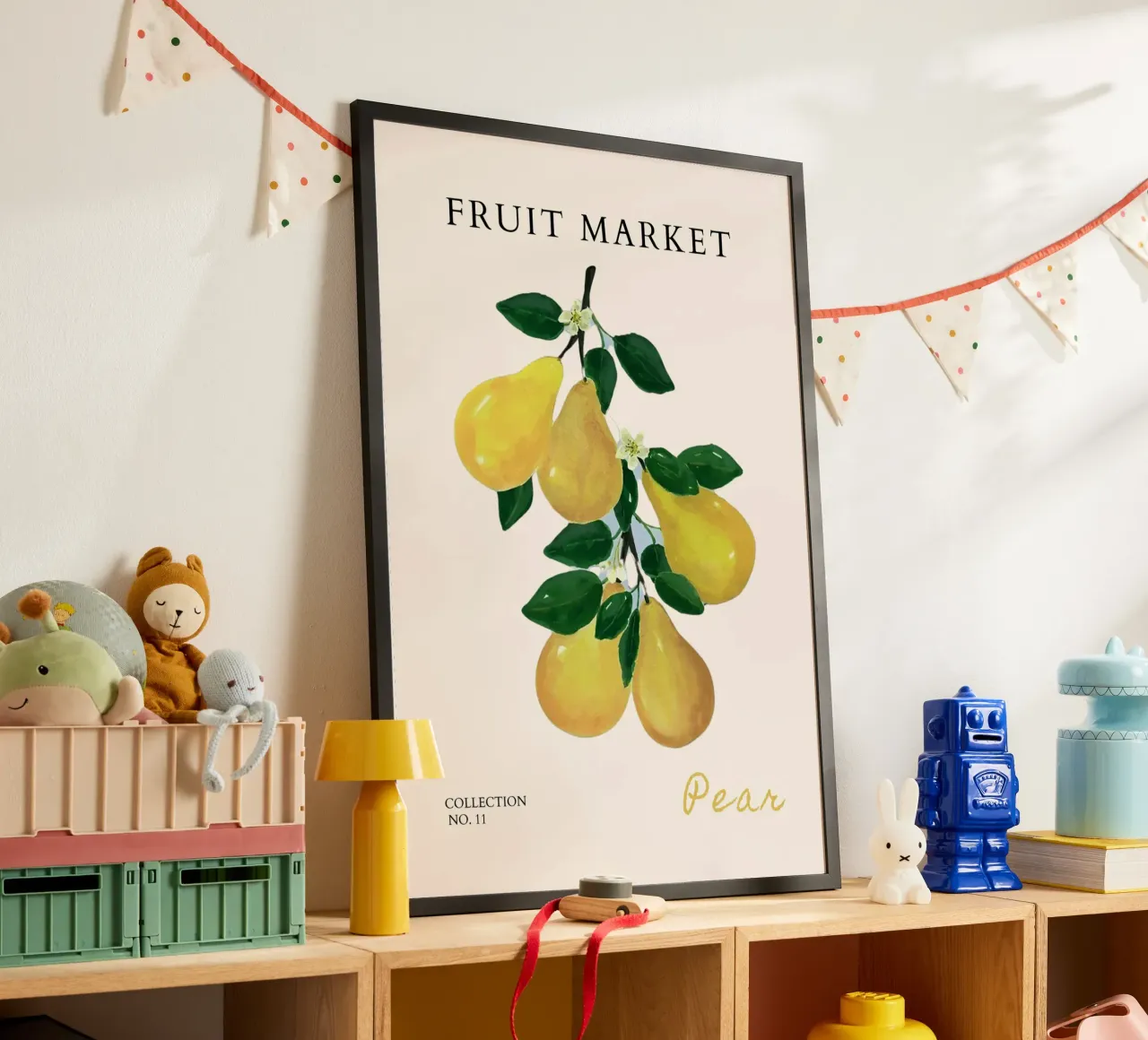 Poster del mercato della frutta con le pere - Acquerello botanico - Kitche carta hahnemühle da NorwesClub
