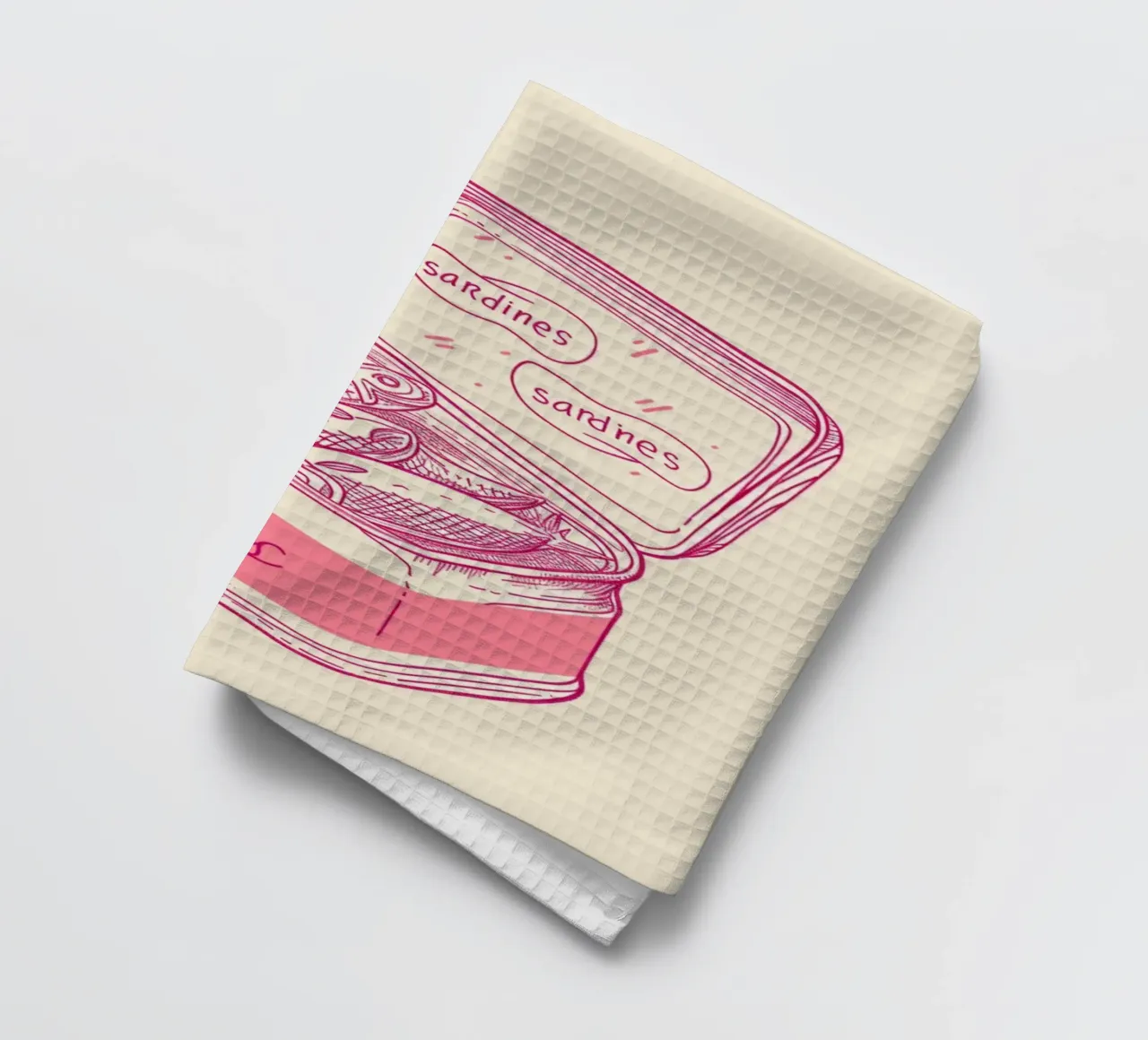 Pink Sardine Tin Pop Art Poster - Quirky Kitchen Wall Decor tea towel by NorwesClub