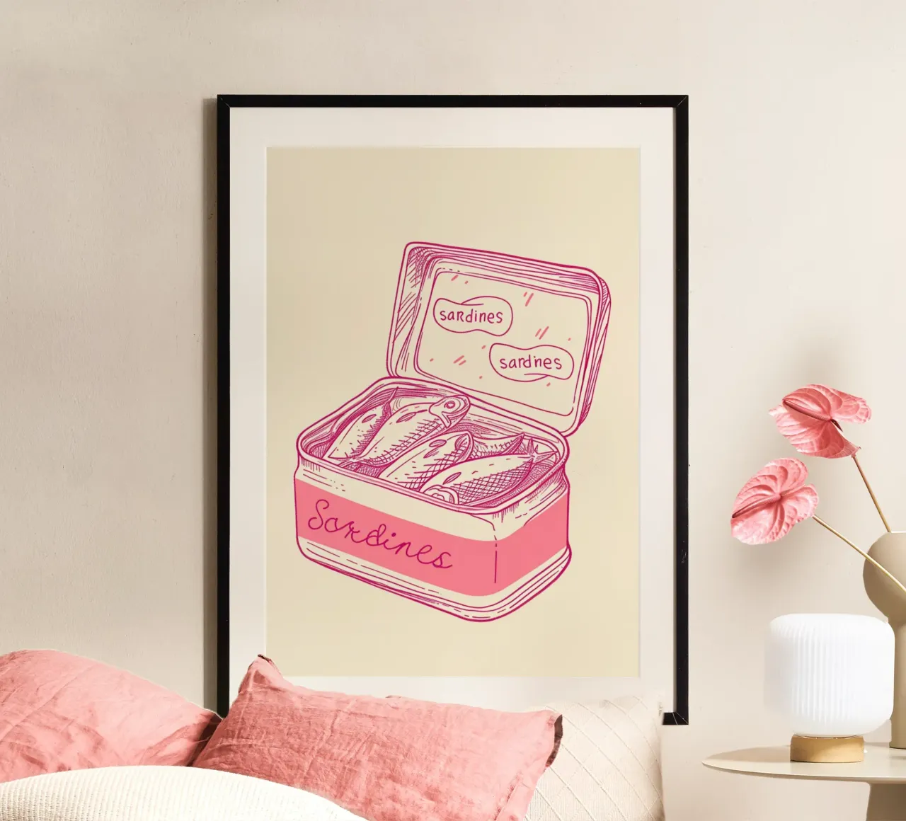 Pink Sardine Tin Pop Art Poster - Quirky Kitchen Wall Decor hahnemühle by NorwesClub