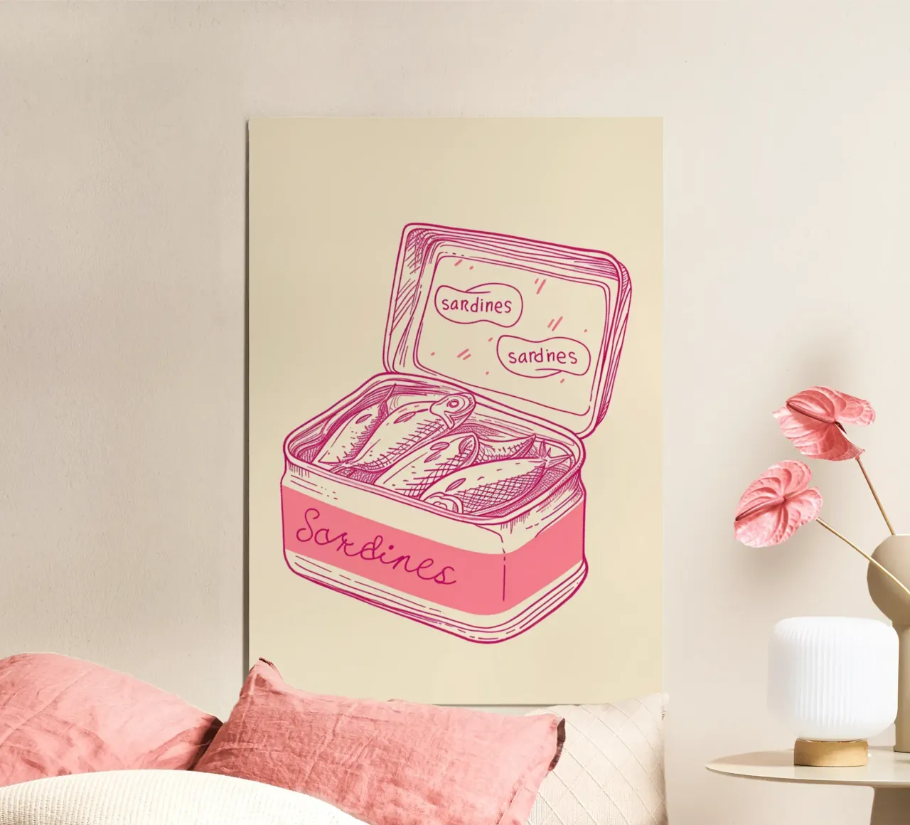 Pink Sardine Tin Pop Art Poster - Quirky Kitchen Wall Decor hahnemühle by NorwesClub