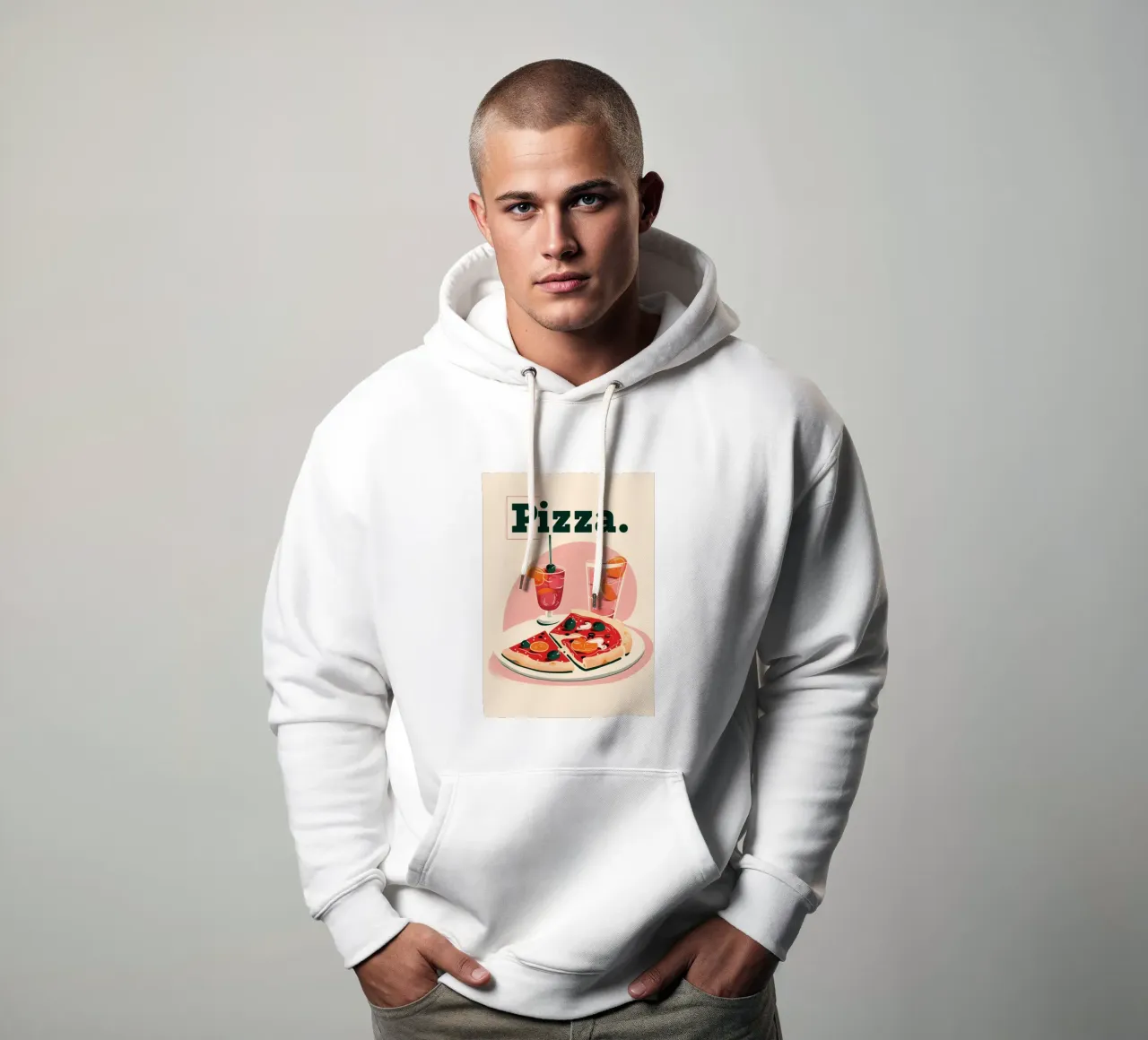 Pizza & Cocktails Retro Poster - Italian Food Art Print sweat à capuche de NorwesClub