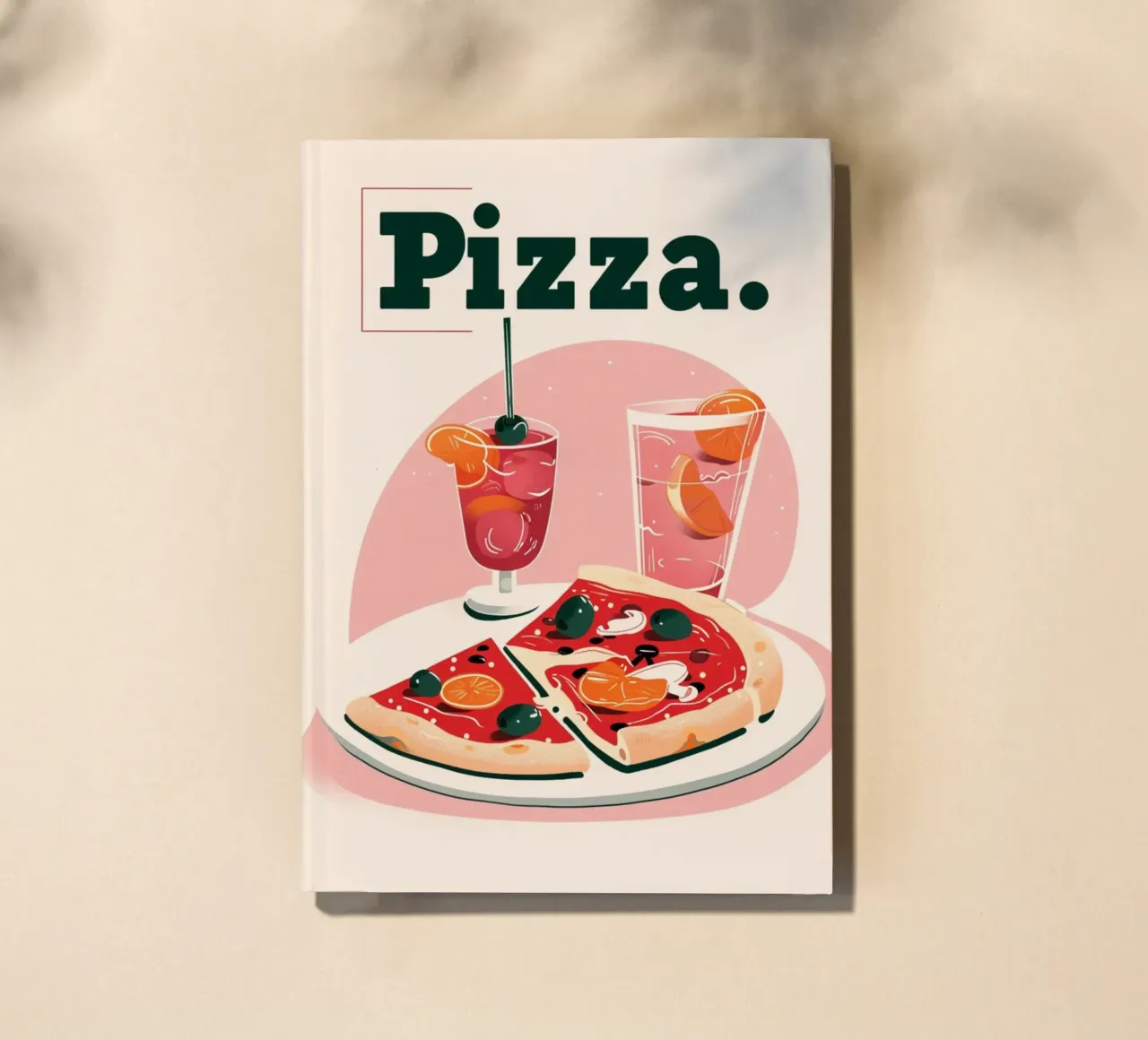 Pizza & Cocktails Retro Poster - Italian Food Art Print carnet de notes de NorwesClub