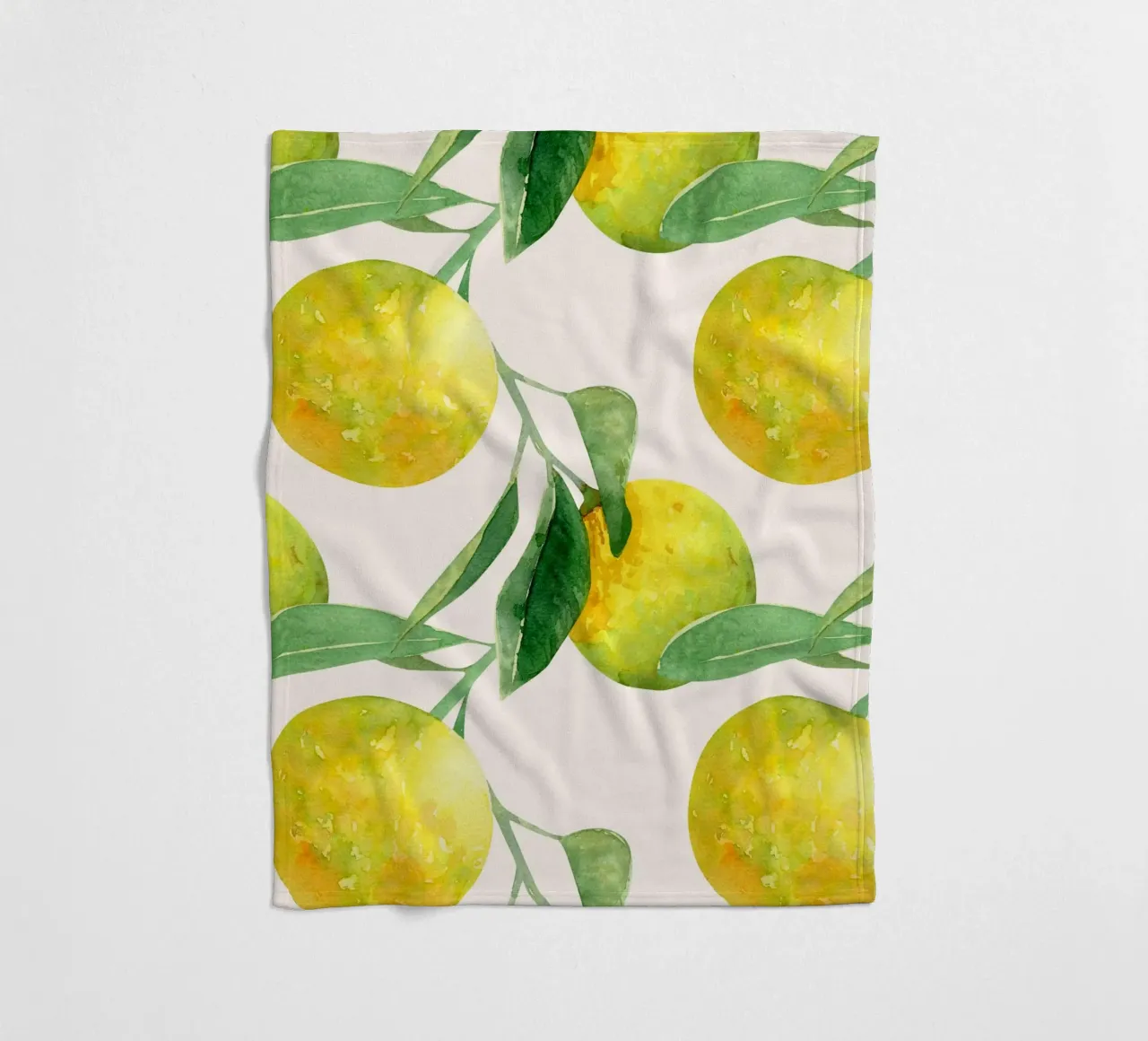 Aquarell Zitrone Muster Poster - Botanische Zitrusfrüchte Wandkunst Fleecedecke von NorwesClub