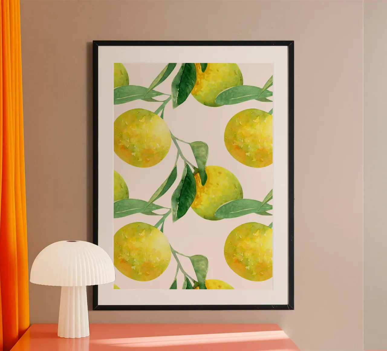 Aquarell Zitrone Muster Poster - Botanische Zitrusfrüchte Wandkunst Hahnemühle von NorwesClub