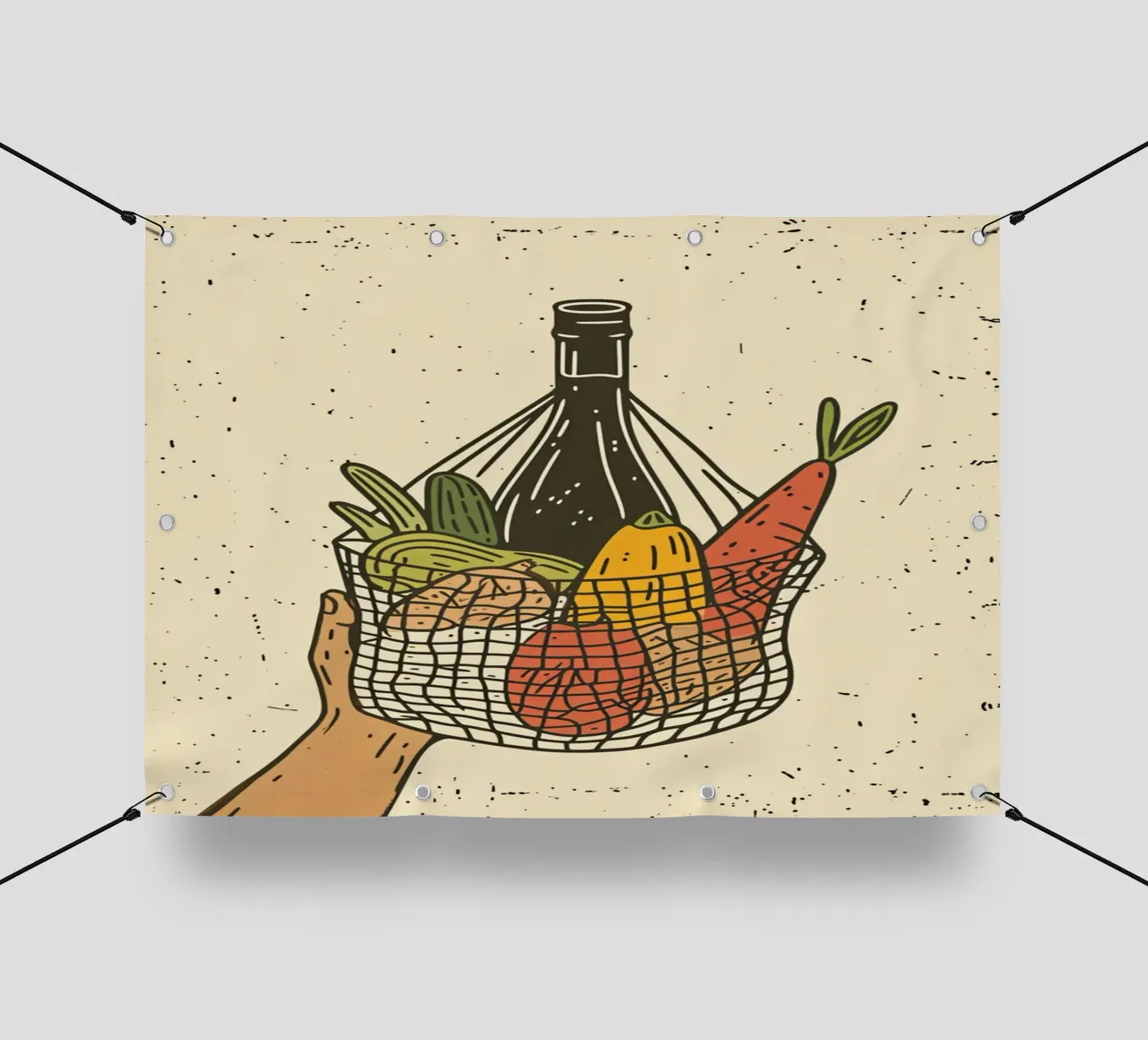Borsa a rete del mercato contadino - Poster pop art - Drogheria e vino Pr telo in pvc da NorwesClub