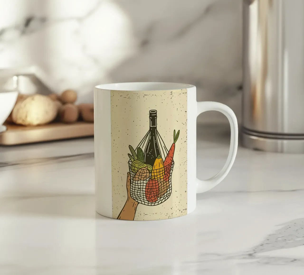 Borsa a rete del mercato contadino - Poster pop art - Drogheria e vino Pr tazza in ceramica da NorwesClub
