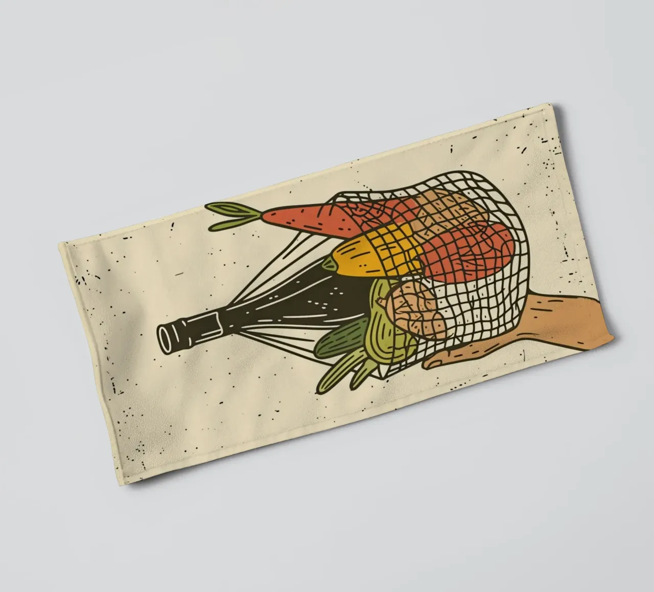Borsa a rete del mercato contadino - Poster pop art - Drogheria e vino Pr asciugamano da bagno da NorwesClub