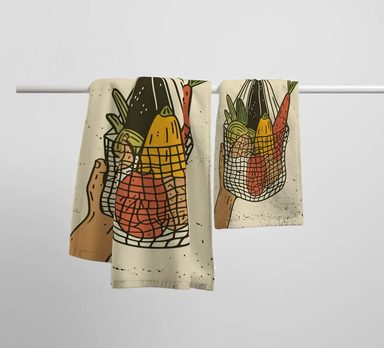 Borsa a rete del mercato contadino - Poster pop art - Drogheria e vino Pr asciugamano da bagno da NorwesClub