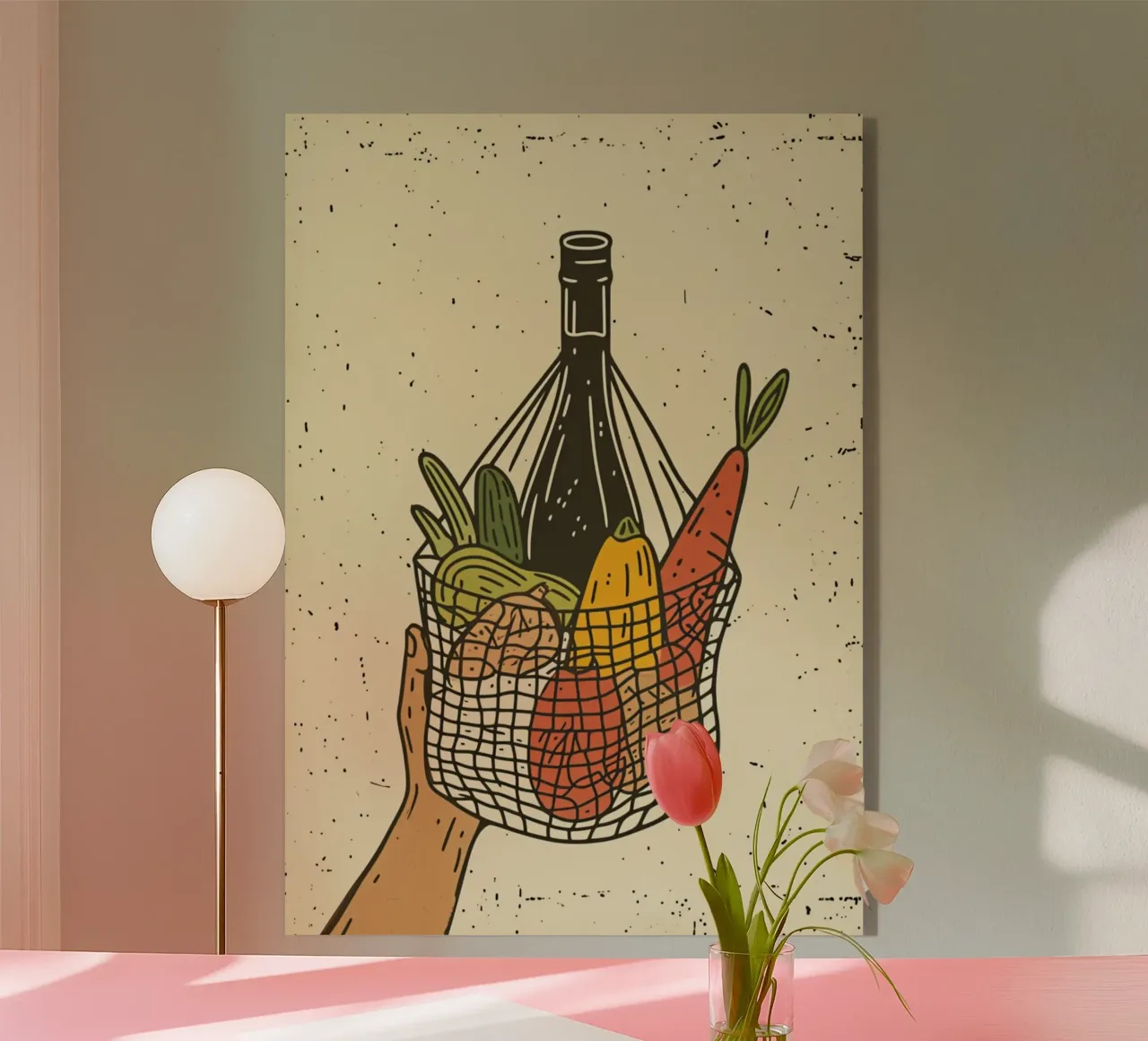 Borsa a rete del mercato contadino - Poster pop art - Drogheria e vino Pr plexiglass da NorwesClub