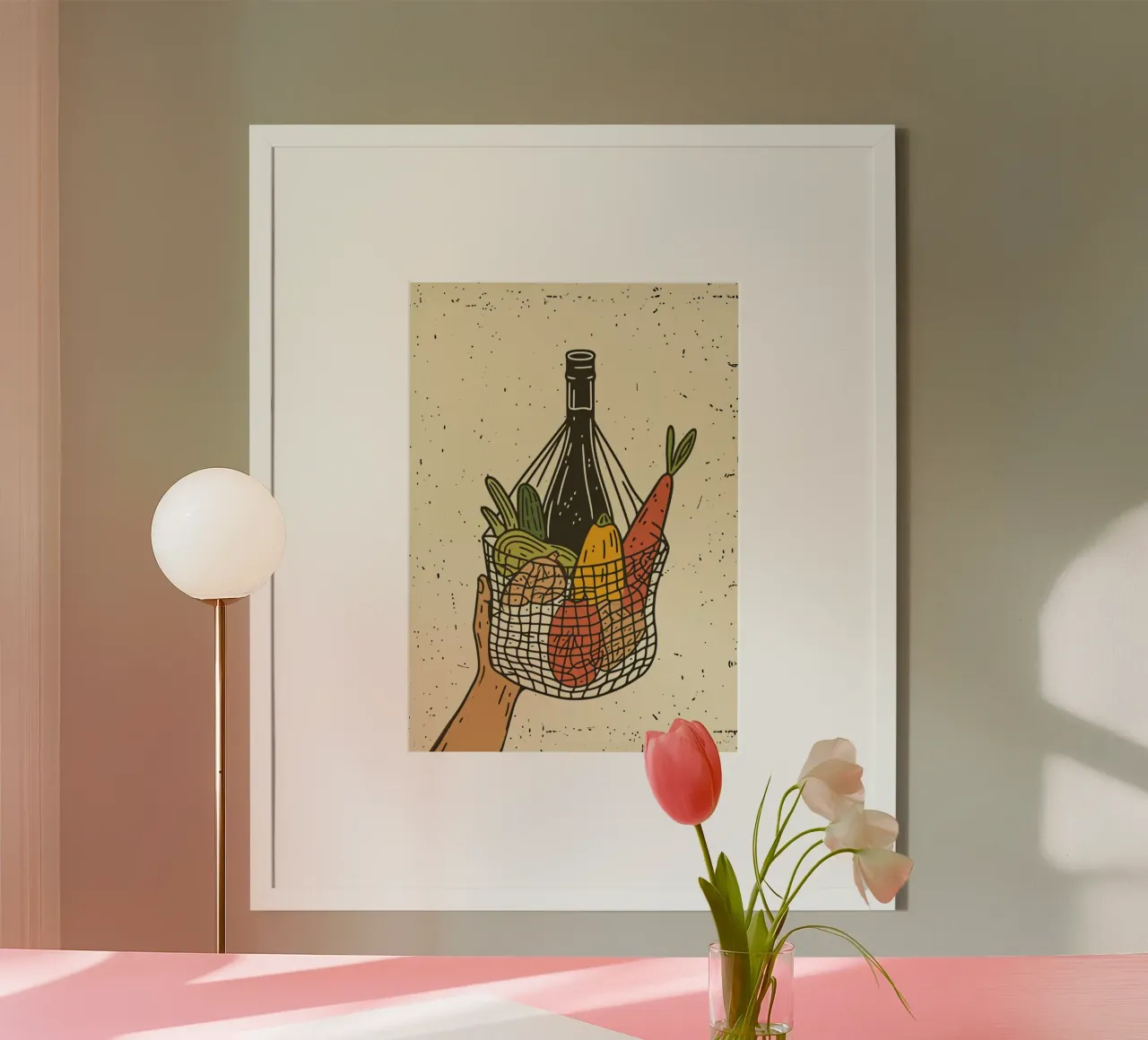 Borsa a rete del mercato contadino - Poster pop art - Drogheria e vino Pr carta hahnemühle da NorwesClub