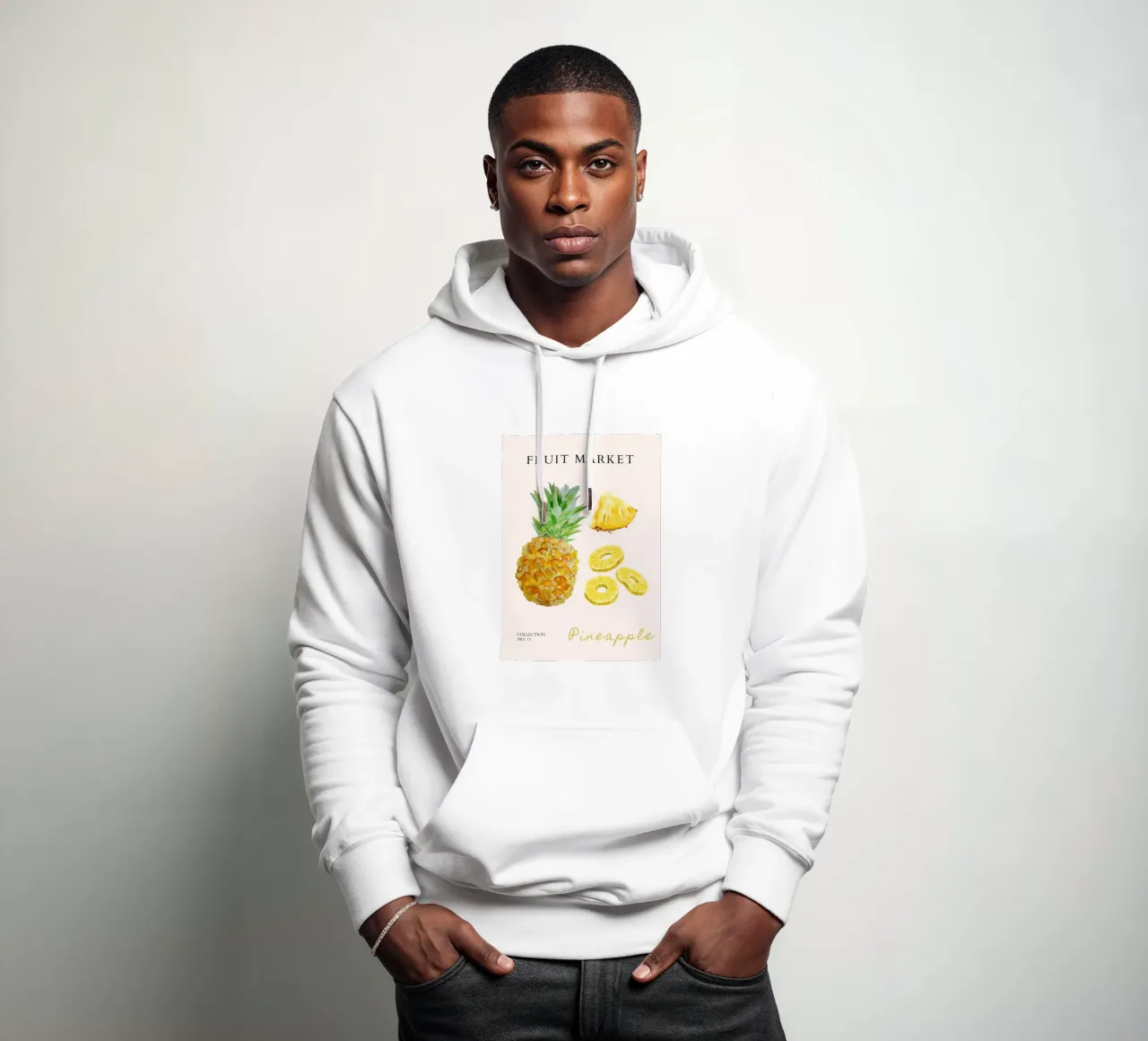 Poster del mercato della frutta con ananas - Acquerello tropicale - Ki felpa con cappuccio da NorwesClub