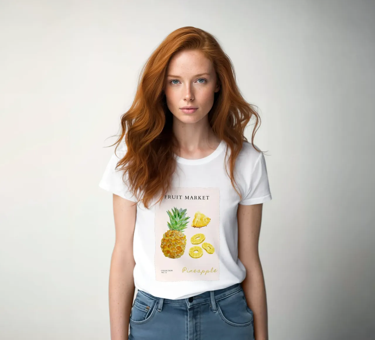 Poster del mercato della frutta con ananas - Acquerello tropicale - Ki t-shirt da donna da NorwesClub