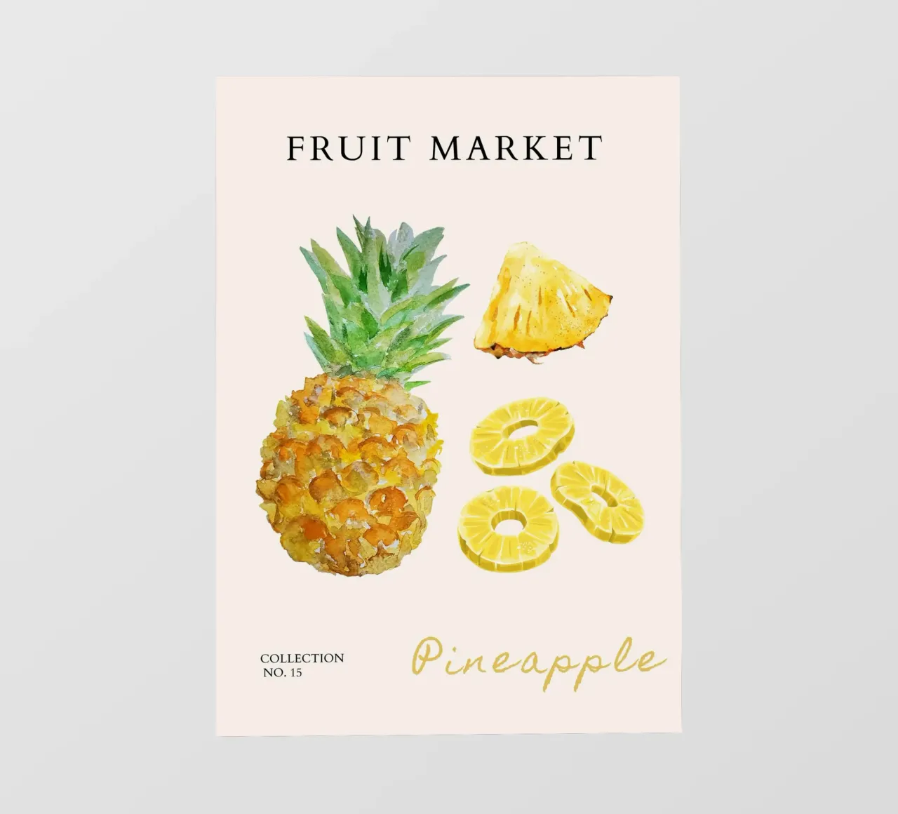 Poster del mercato della frutta con ananas - Acquerello tropicale - Ki pellicola backlit da NorwesClub