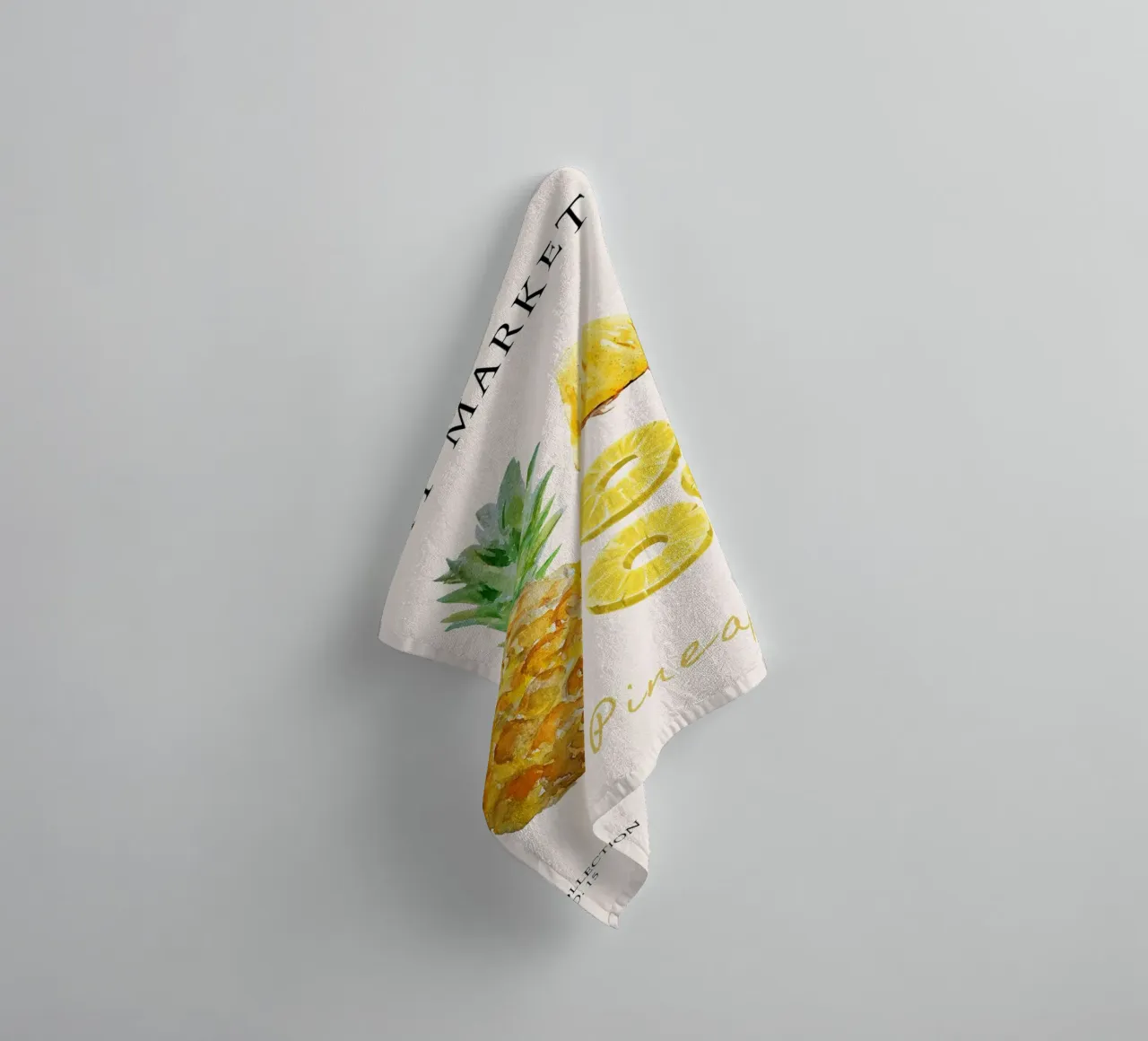 Poster del mercato della frutta con ananas - Acquerello tropicale - Ki asciugamano da bagno da NorwesClub