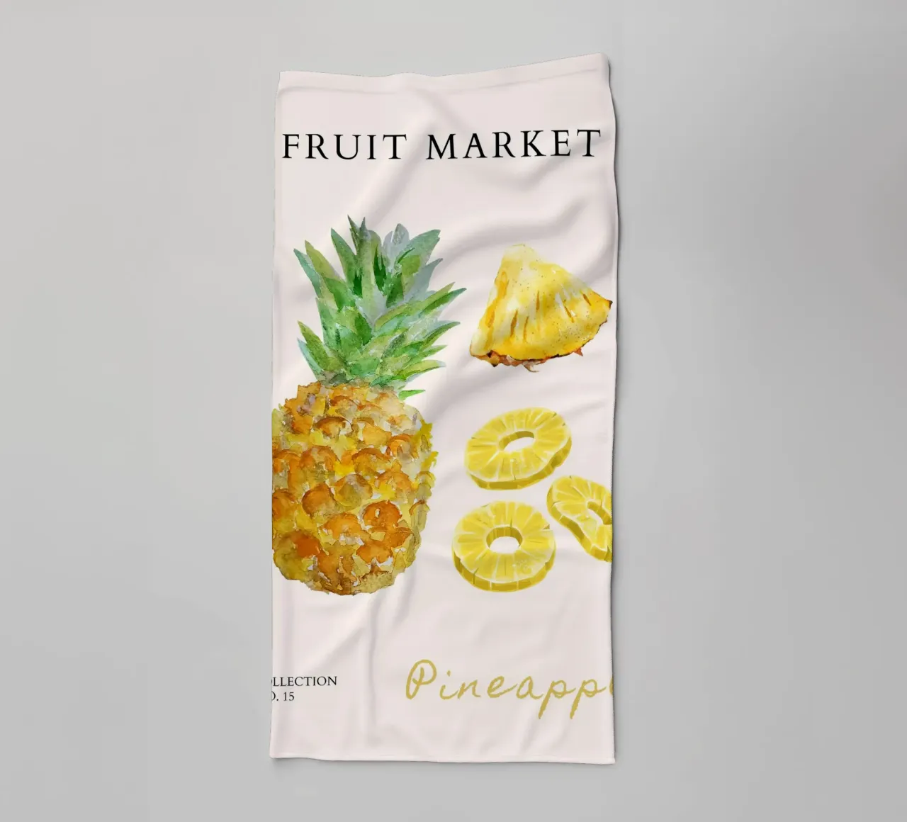 Poster del mercato della frutta con ananas - Acquerello tropicale - Ki asciugamano da bagno da NorwesClub