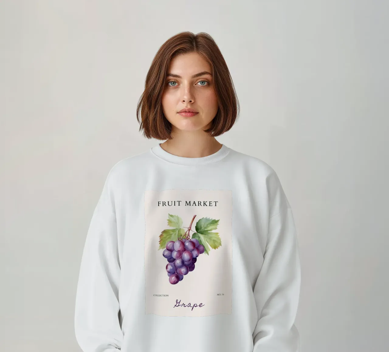 Poster sul mercato dell'uva e della frutta - Acquerello botanico - Kitch felpa da NorwesClub