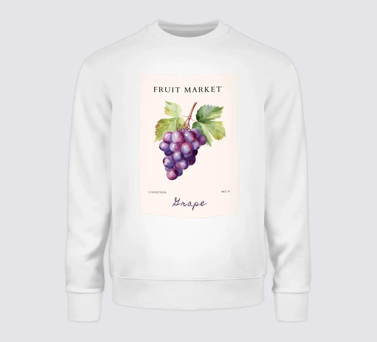 Poster sul mercato dell'uva e della frutta - Acquerello botanico - Kitch felpa da NorwesClub