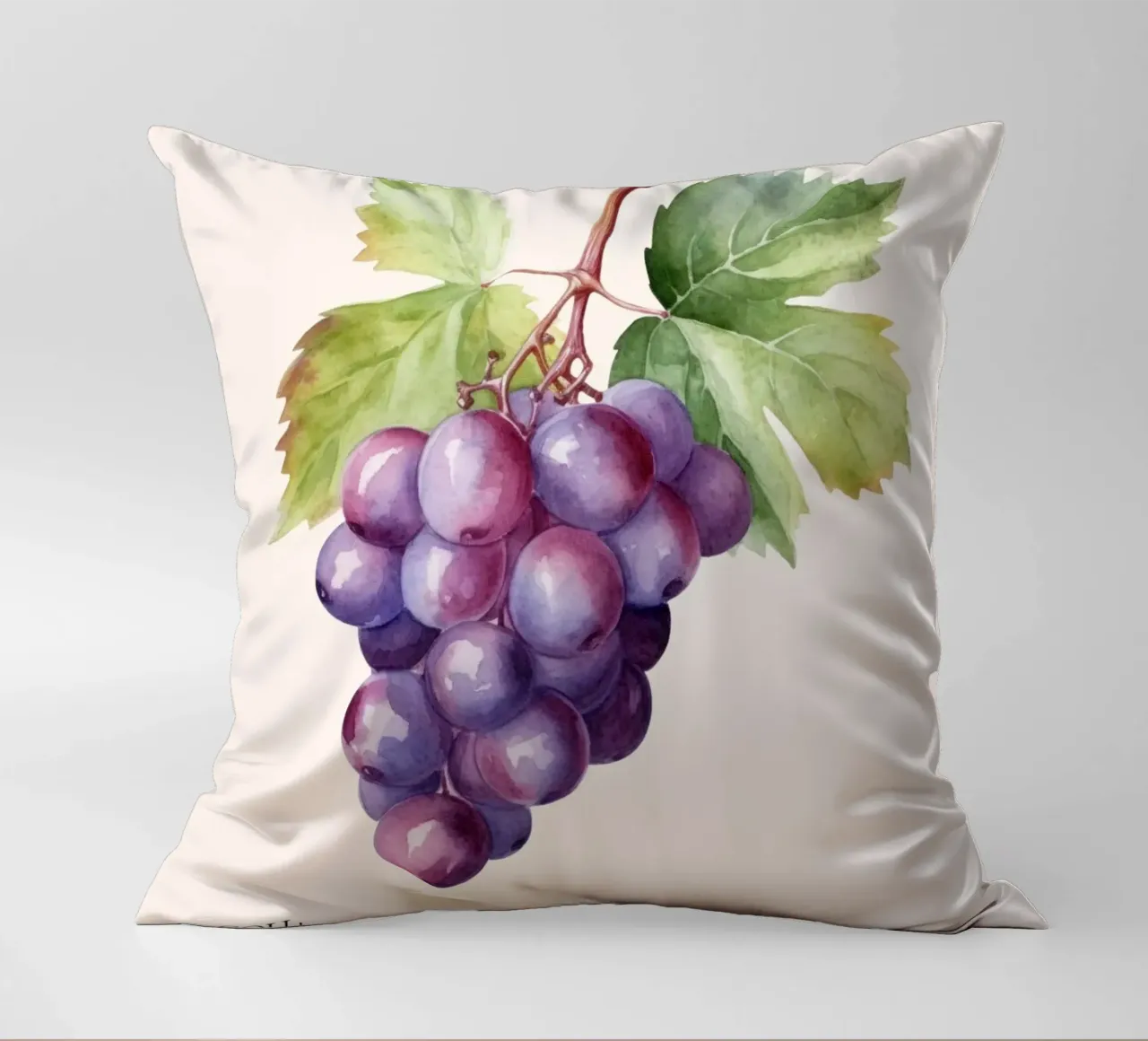Poster sul mercato dell'uva e della frutta - Acquerello botanico - Kitch cuscino da NorwesClub