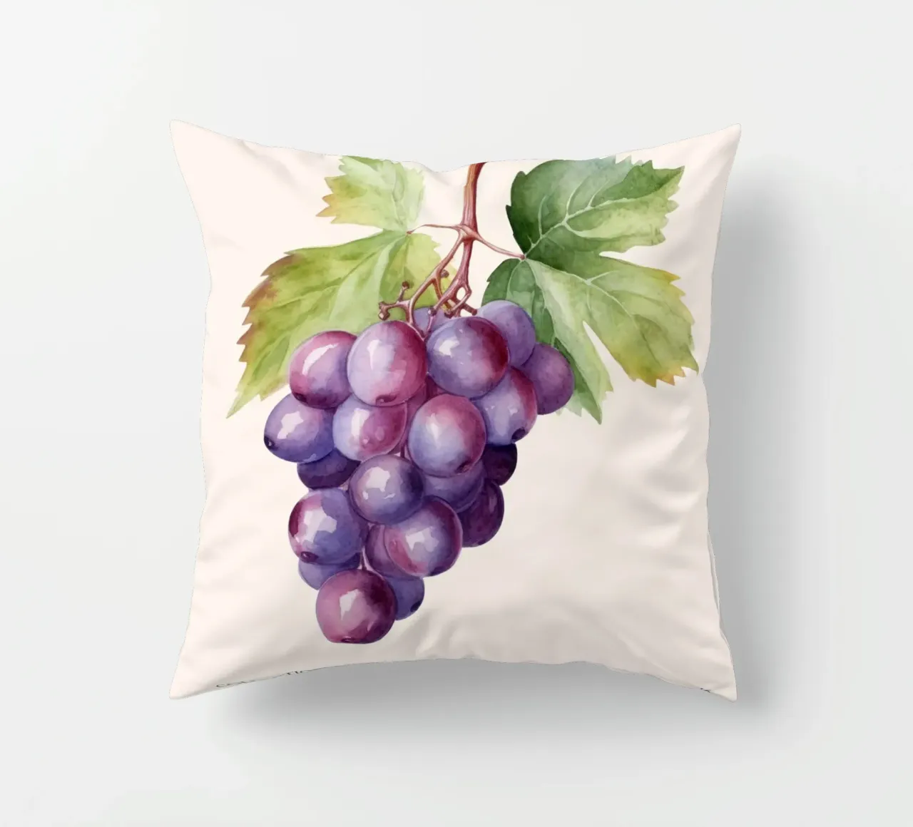 Poster sul mercato dell'uva e della frutta - Acquerello botanico - Kitch cuscino da NorwesClub