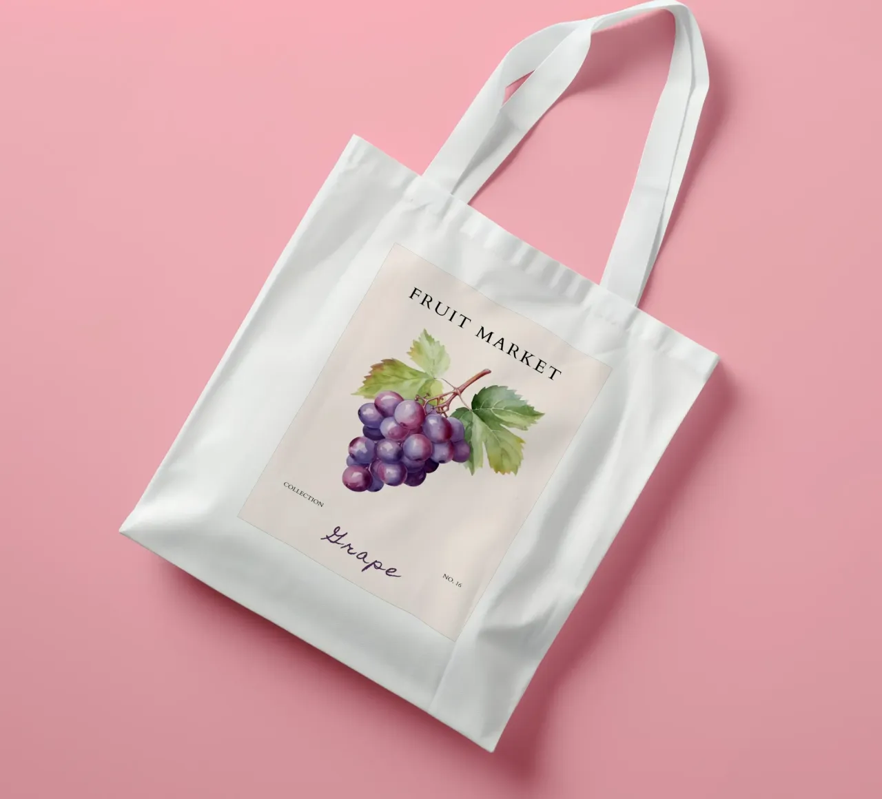 Poster sul mercato dell'uva e della frutta - Acquerello botanico - Kitch borsa in juta da NorwesClub