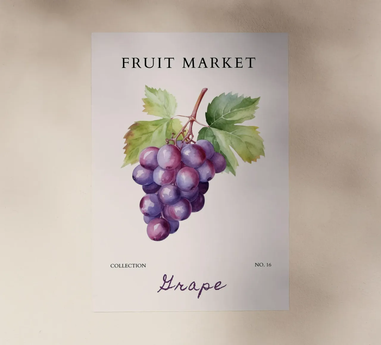 Poster sul mercato dell'uva e della frutta - Acquerello botanico - Kitch pellicola backlit da NorwesClub