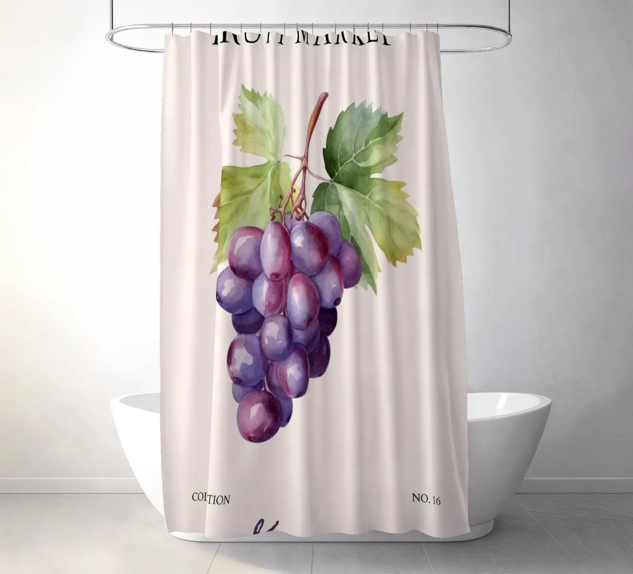 Poster sul mercato dell'uva e della frutta - Acquerello botanico - Kitch tenda da doccia da NorwesClub