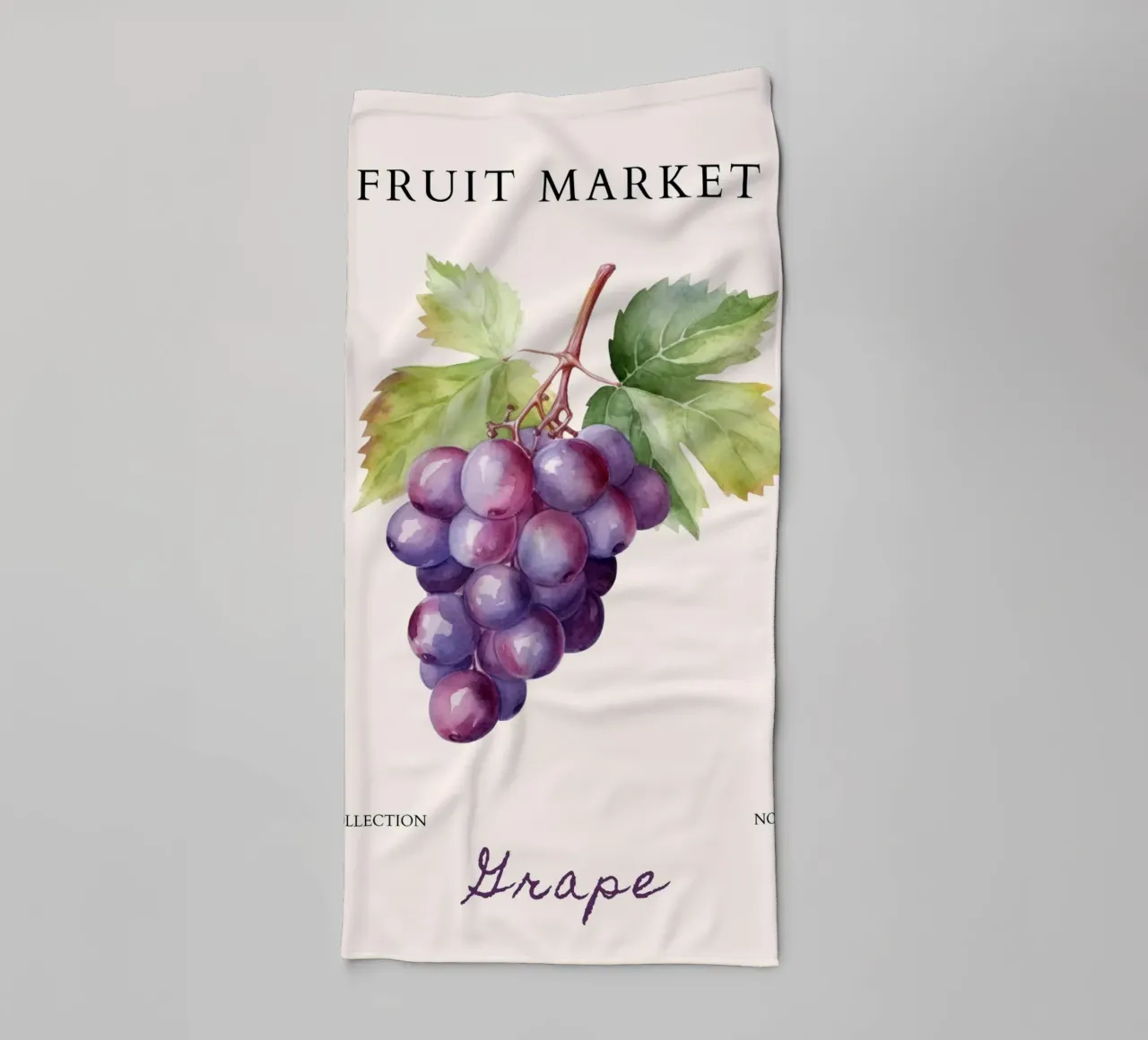 Poster sul mercato dell'uva e della frutta - Acquerello botanico - Kitch asciugamano da bagno da NorwesClub