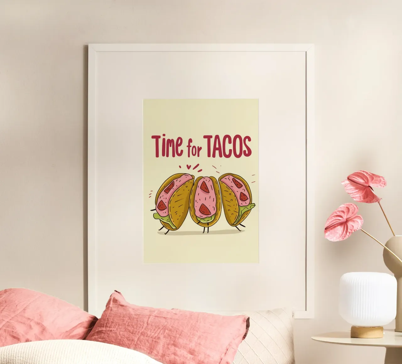 Divertente poster sul cibo messicano "Time for Tacos" - poster da parete per la cucina. poster con telaio in legno da NorwesClub