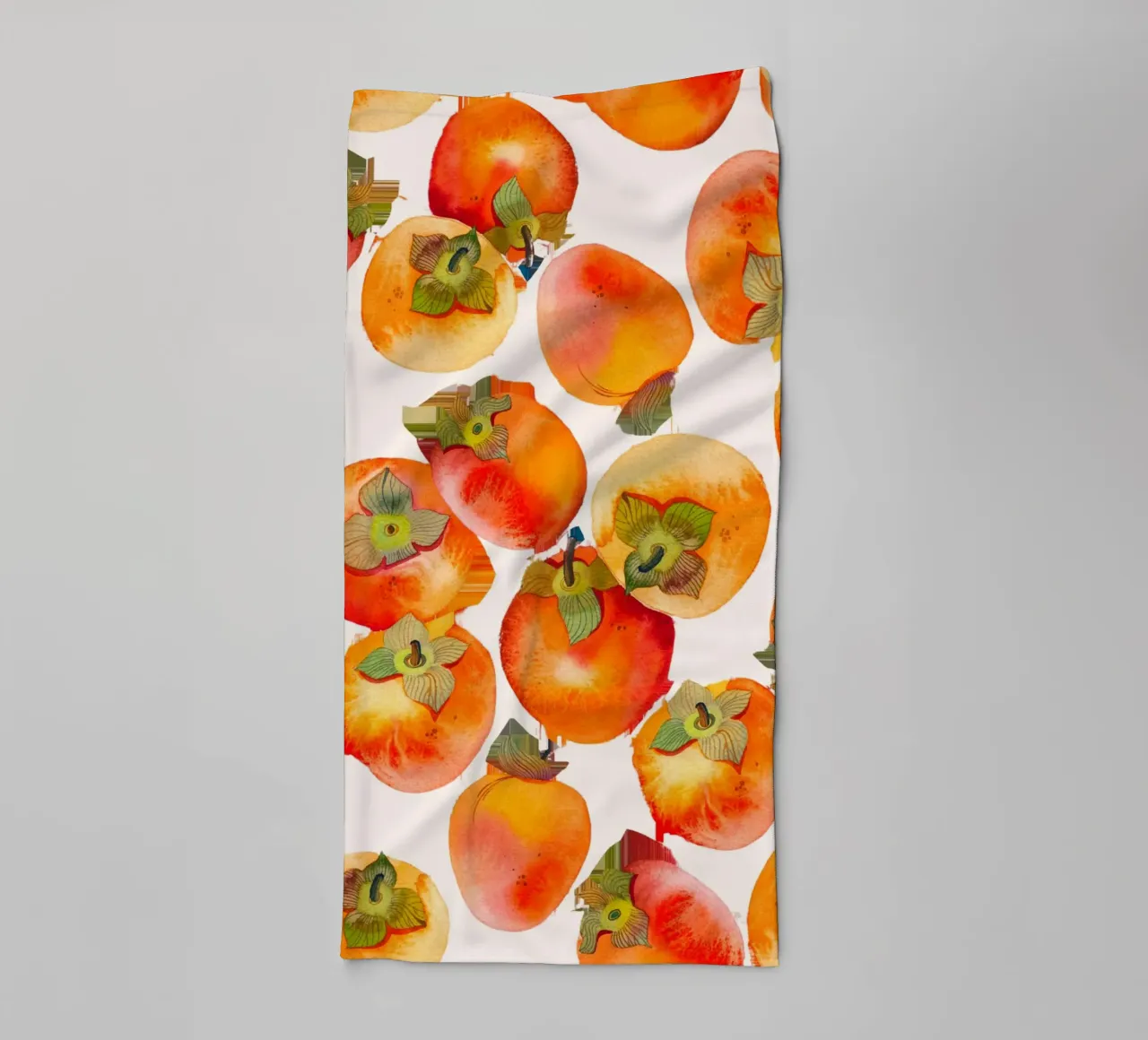 Poster con motivi di cachi acquerellati - Autunno botanico da parete asciugamano da bagno da NorwesClub