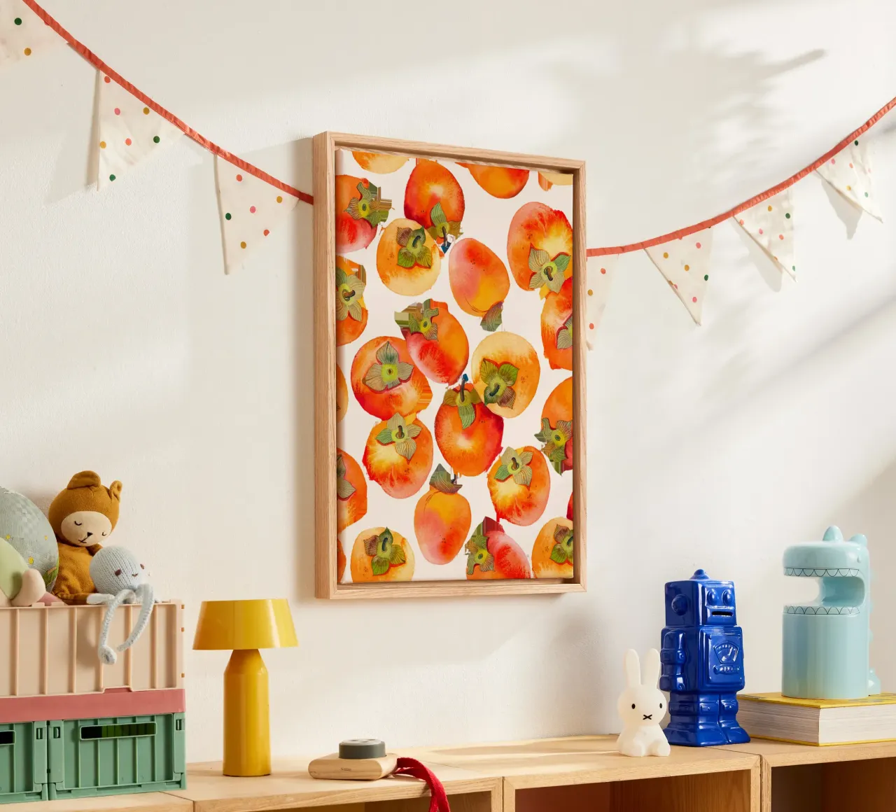 Poster con motivi di cachi acquerellati - Autunno botanico da parete tela con Cornice a cassetta da NorwesClub