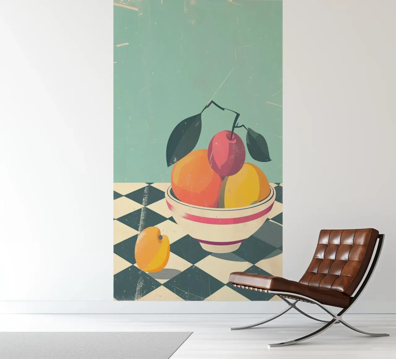 Abstrakte Obstschale Retro Poster - Mid-Century Modern Kitche Fototapete von NorwesClub