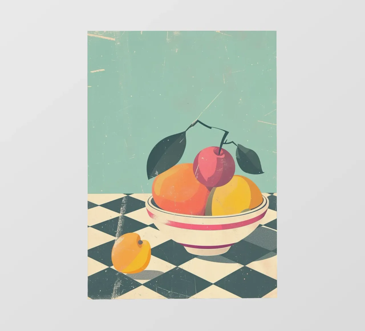 Abstrakte Obstschale Retro Poster - Mid-Century Modern Kitche Fototapete von NorwesClub