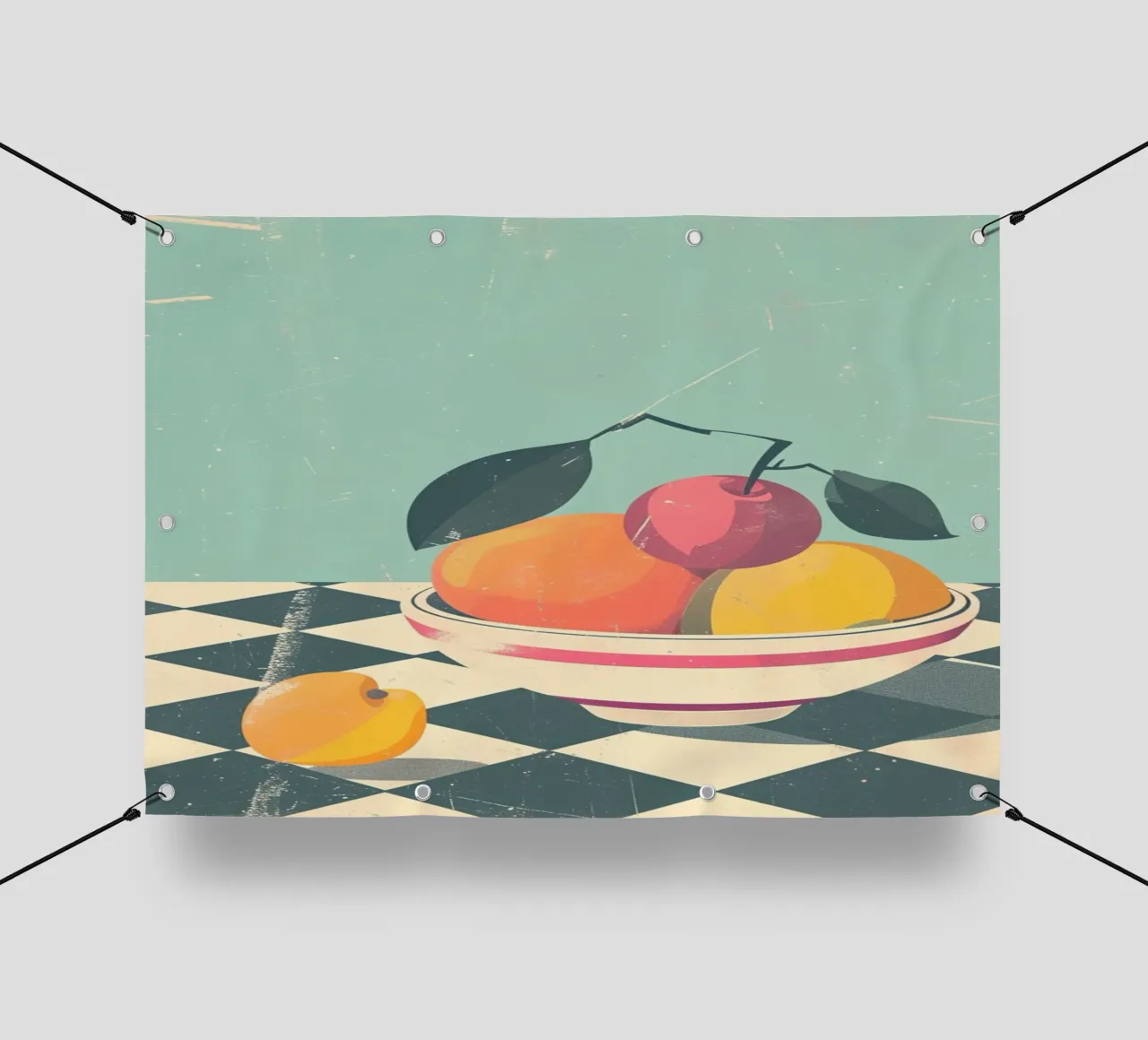 Ciotola per frutta astratta con poster retrò - Cucina moderna di metà secolo telo in pvc da NorwesClub