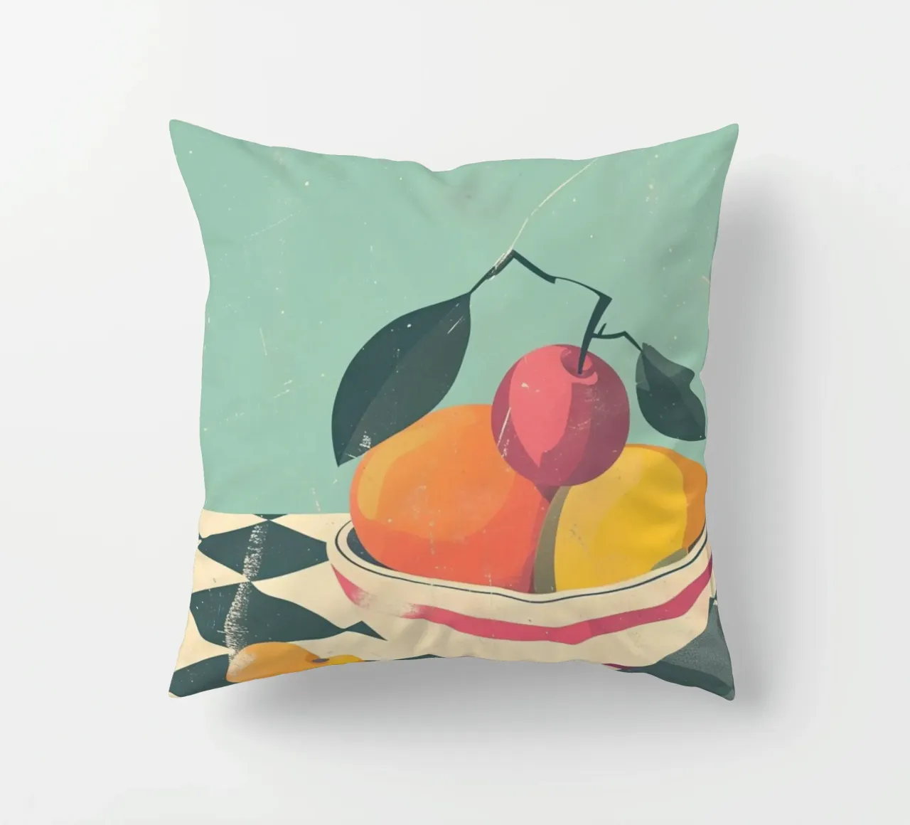 Ciotola per frutta astratta con poster retrò - Cucina moderna di metà secolo cuscino da NorwesClub