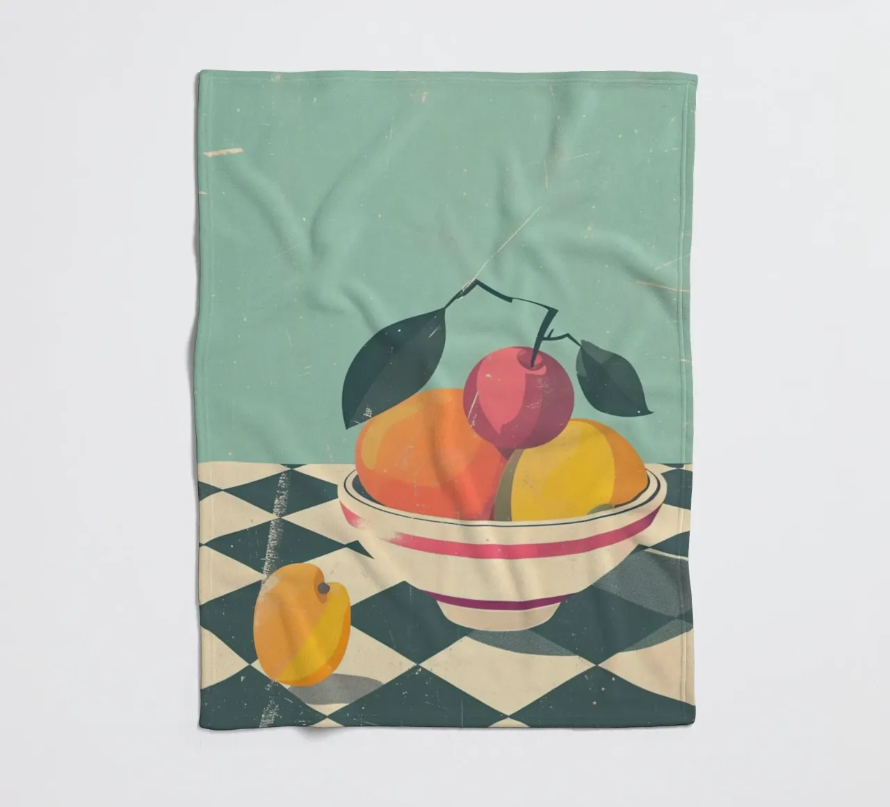 Ciotola per frutta astratta con poster retrò - Cucina moderna di metà secolo coperta in pile da NorwesClub