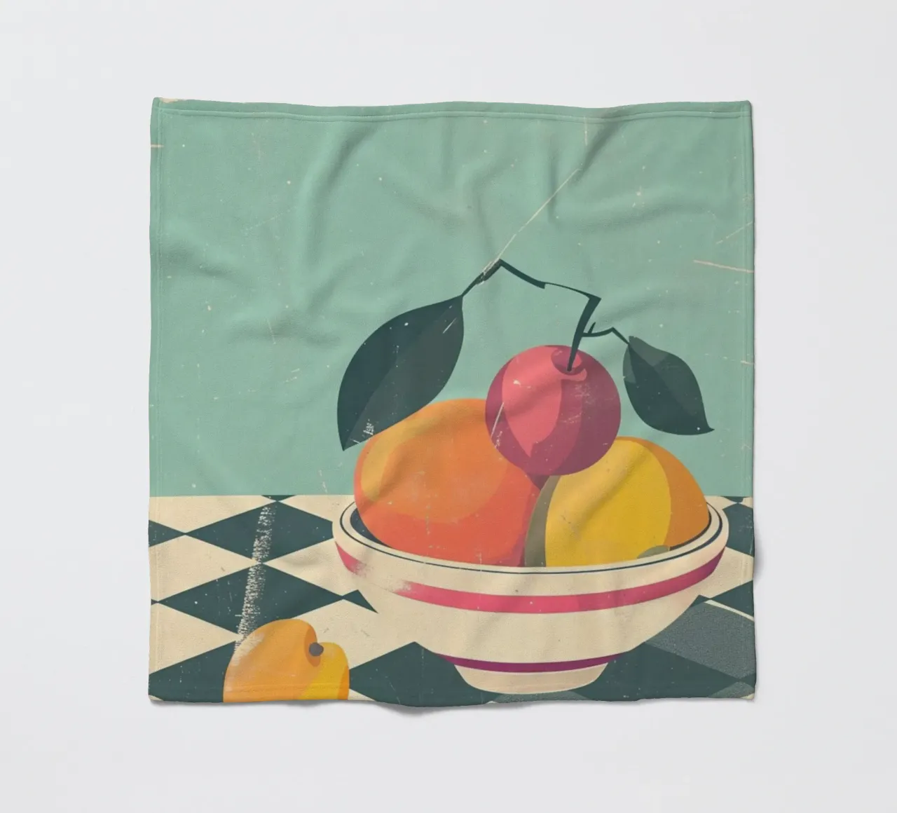Ciotola per frutta astratta con poster retrò - Cucina moderna di metà secolo coperta in pile da NorwesClub