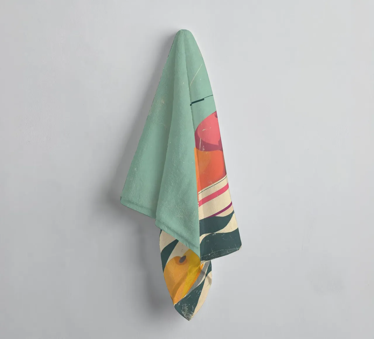 Abstract Fruit Bowl Retro Poster - Mid-Century Modern Kitche towel by NorwesClub