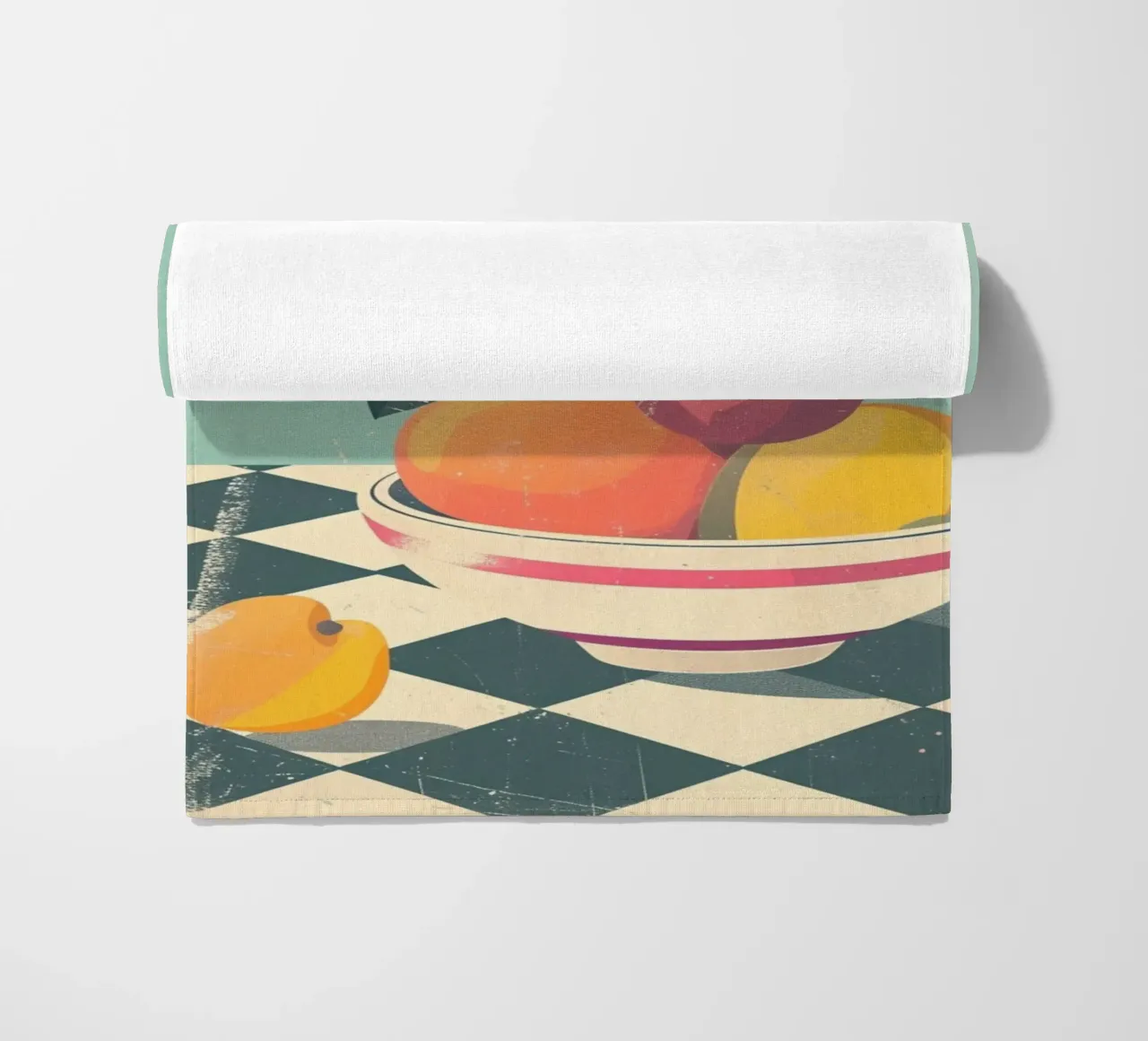 Ciotola per frutta astratta con poster retrò - Cucina moderna di metà secolo telo mare da NorwesClub