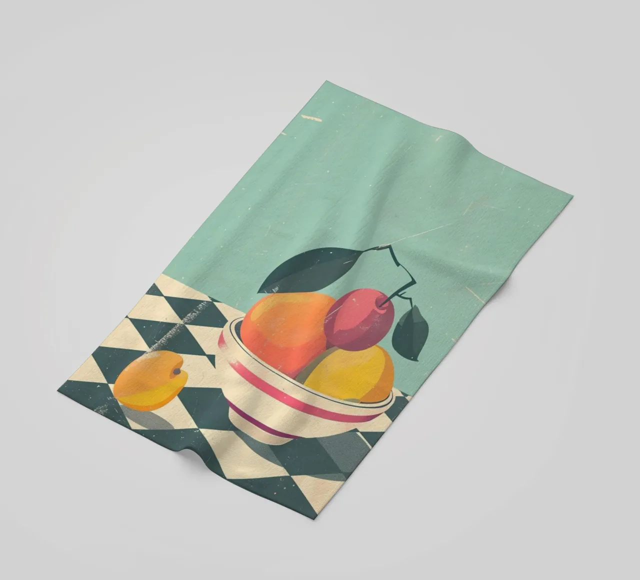 Ciotola per frutta astratta con poster retrò - Cucina moderna di metà secolo telo mare da NorwesClub