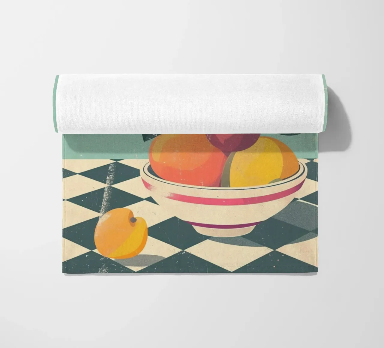 Ciotola per frutta astratta con poster retrò - Cucina moderna di metà secolo telo mare da NorwesClub