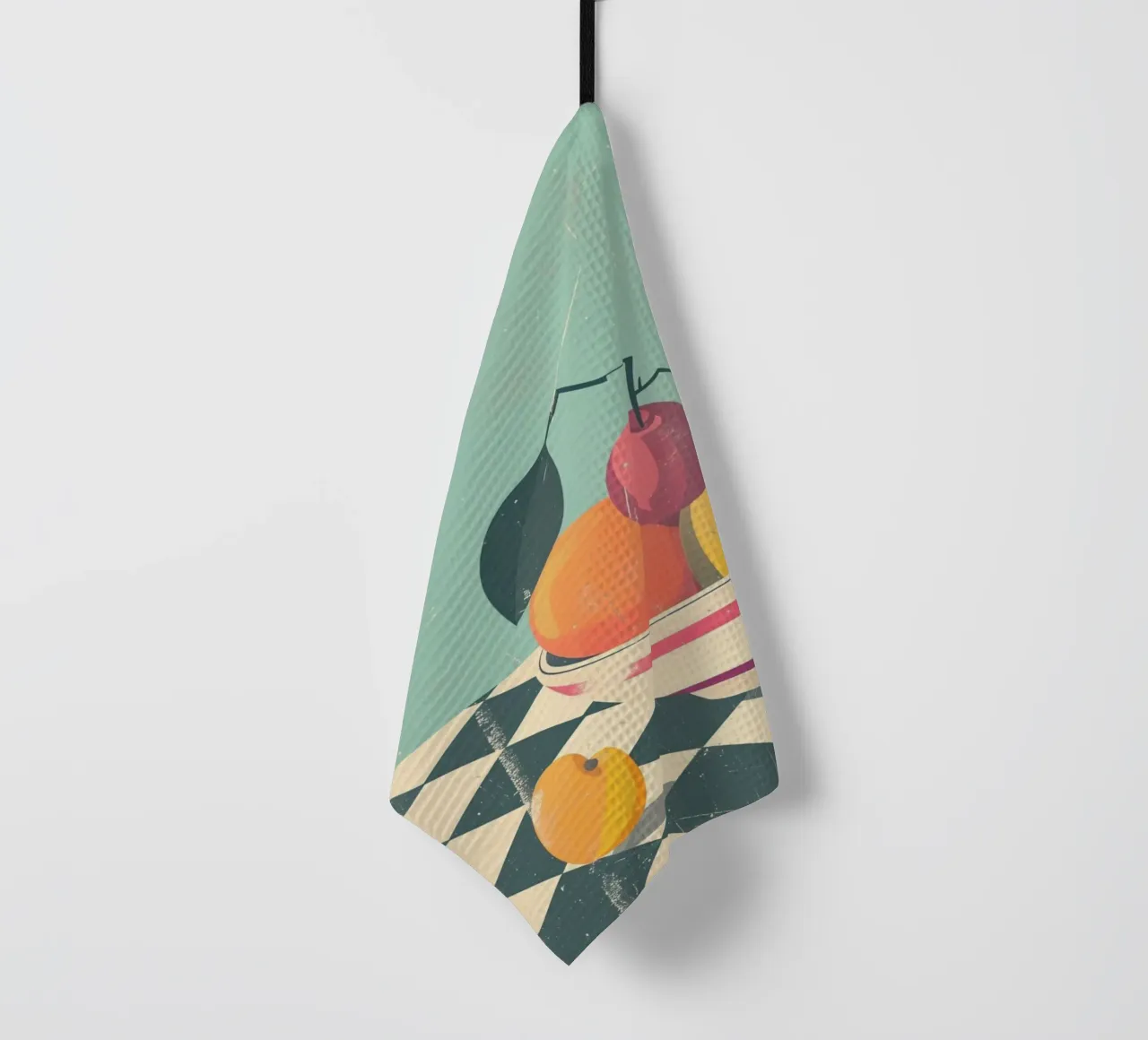 Ciotola per frutta astratta con poster retrò - Cucina moderna di metà secolo canovaccio da cucina da NorwesClub