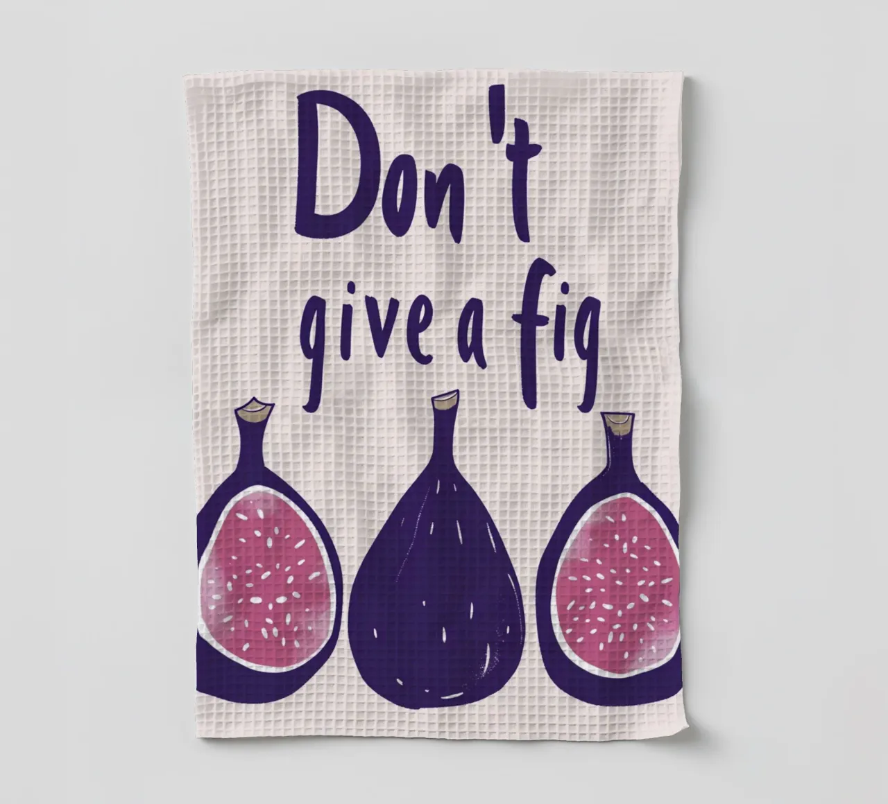Poster umoristico sulla frutta "Don't Give a Fig" - Quirky Kitchen Ar canovaccio da cucina da NorwesClub