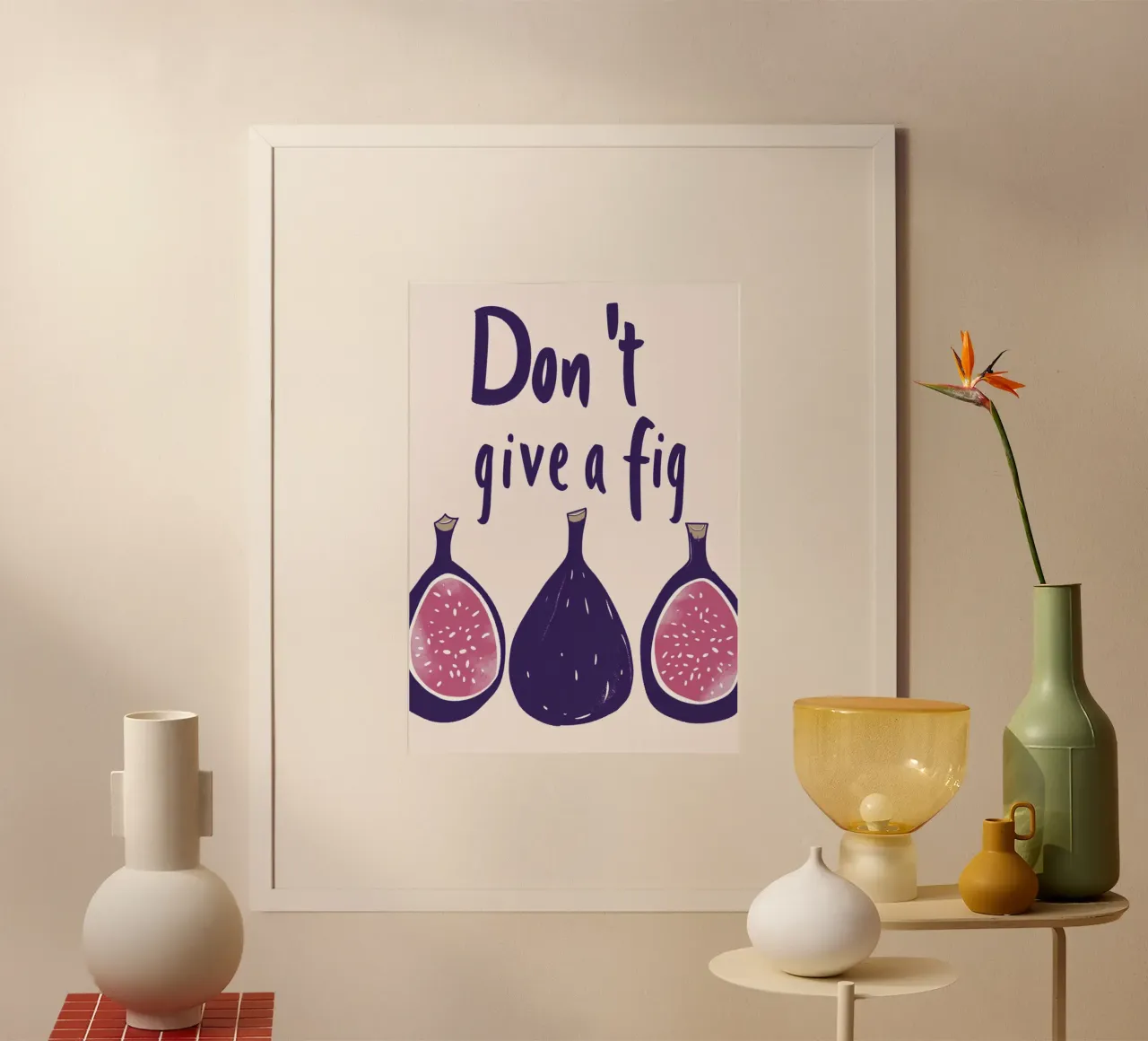 Poster umoristico sulla frutta "Don't Give a Fig" - Quirky Kitchen Ar poster da NorwesClub